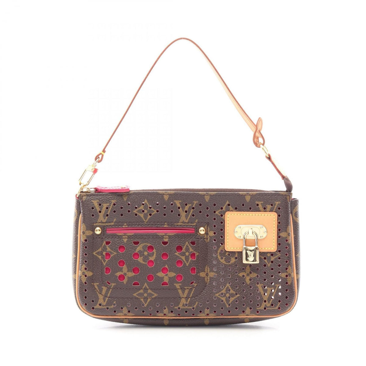 Louis Vuitton Brown Fuchsia Pink Coated Canvas Leather Handbag (Pre-Owned)