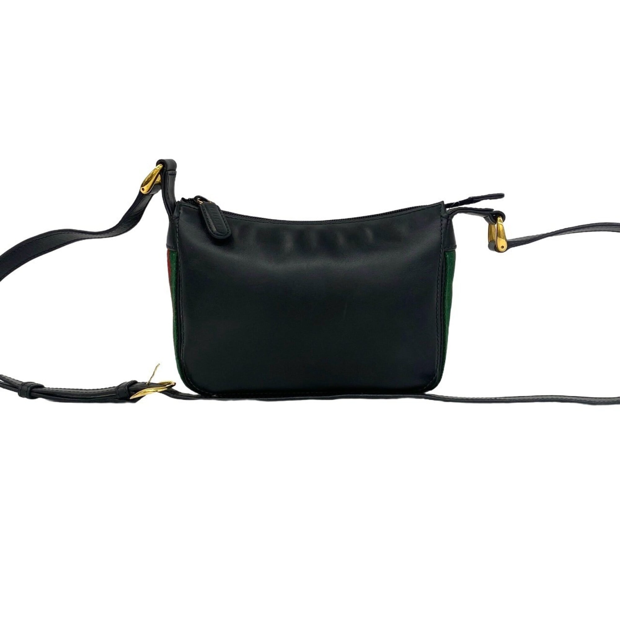 Gucci Black Green Red Color Leather Pochette Shoulder Bag (Pre-Owned)