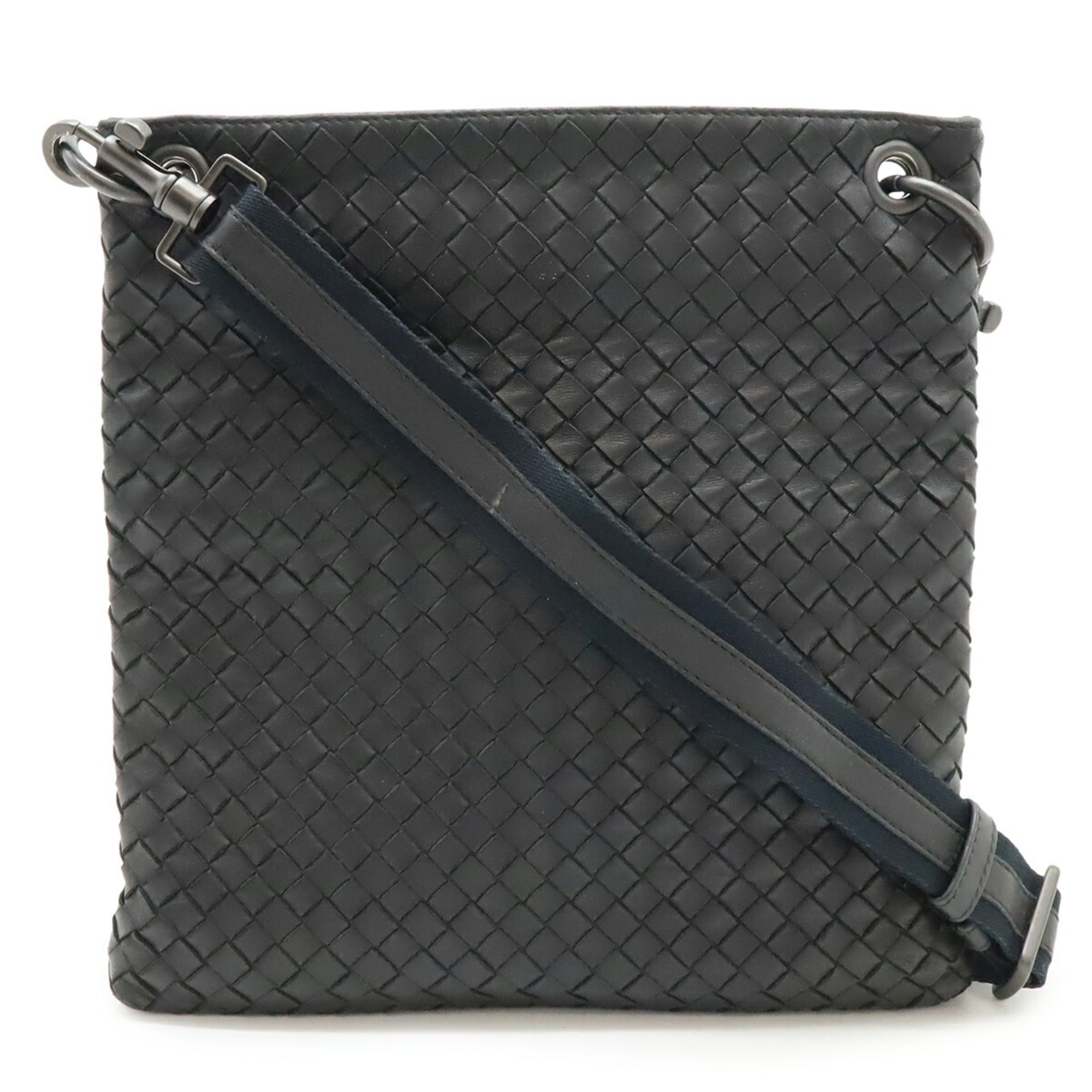 Bottega Veneta Black Intrecciato Shoulder Bag (Pre-Owned)