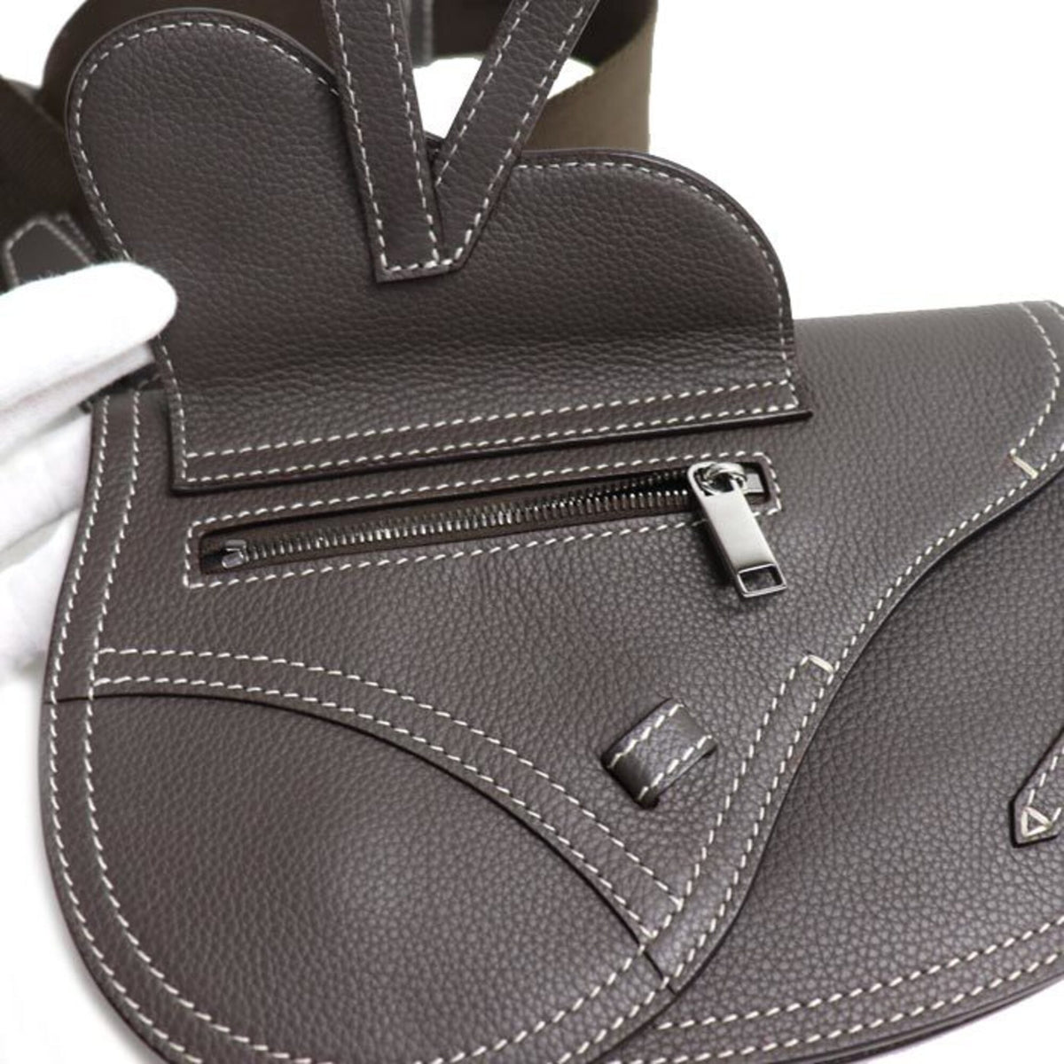 Christian Dior Brown Gray Leather Sling Bag (Pre-Owned)