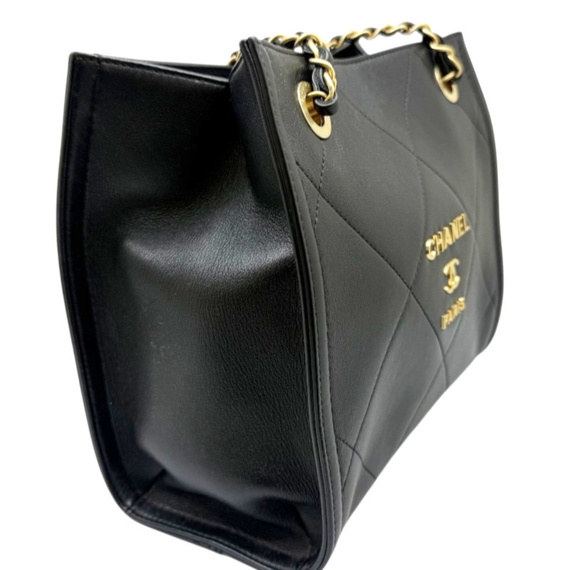 Chanel Black Leather Shoulder Bag Tote Bag (Pre-Owned)