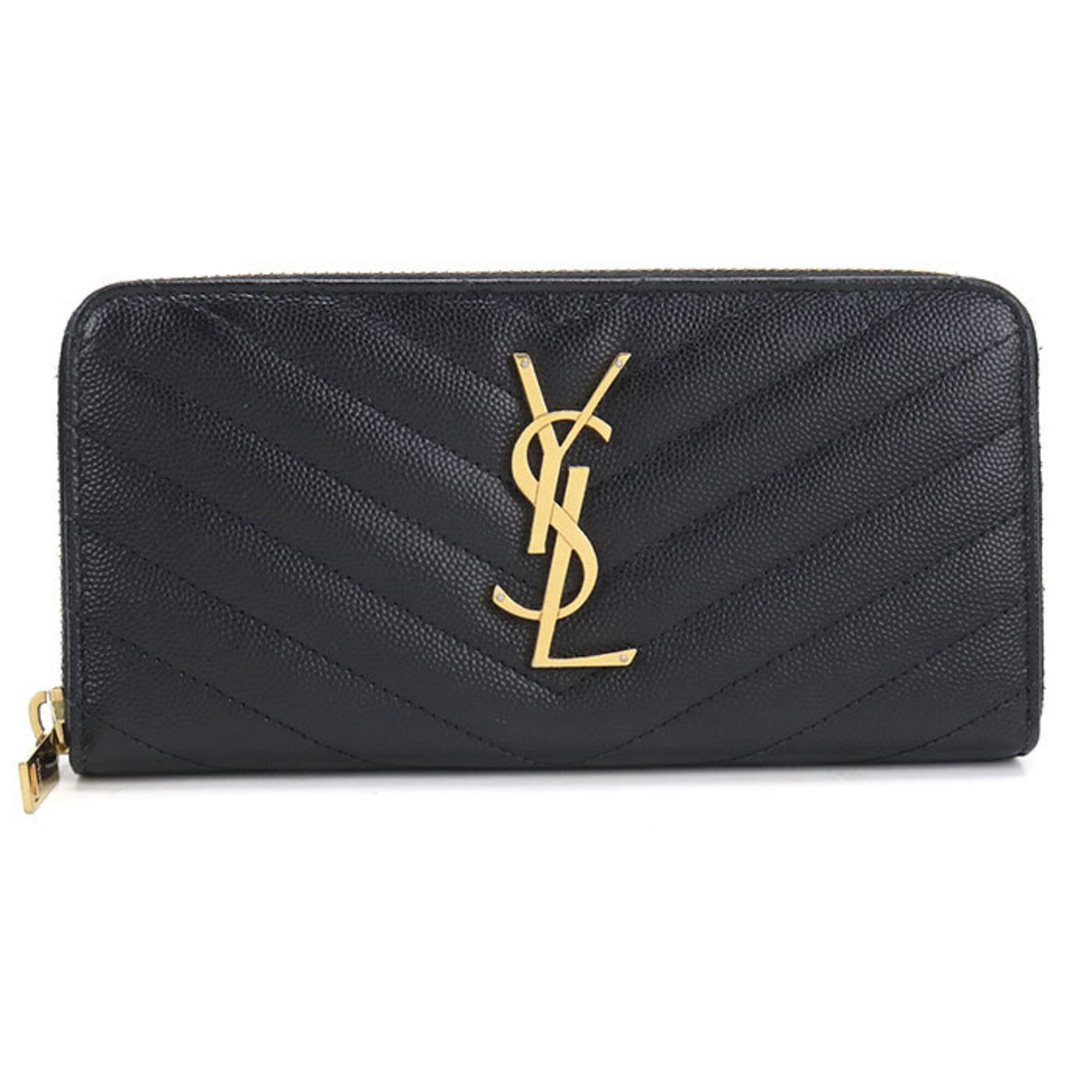 Saint Laurent Black Leather Long Wallet (Bi-Fold) (Pre-Owned)