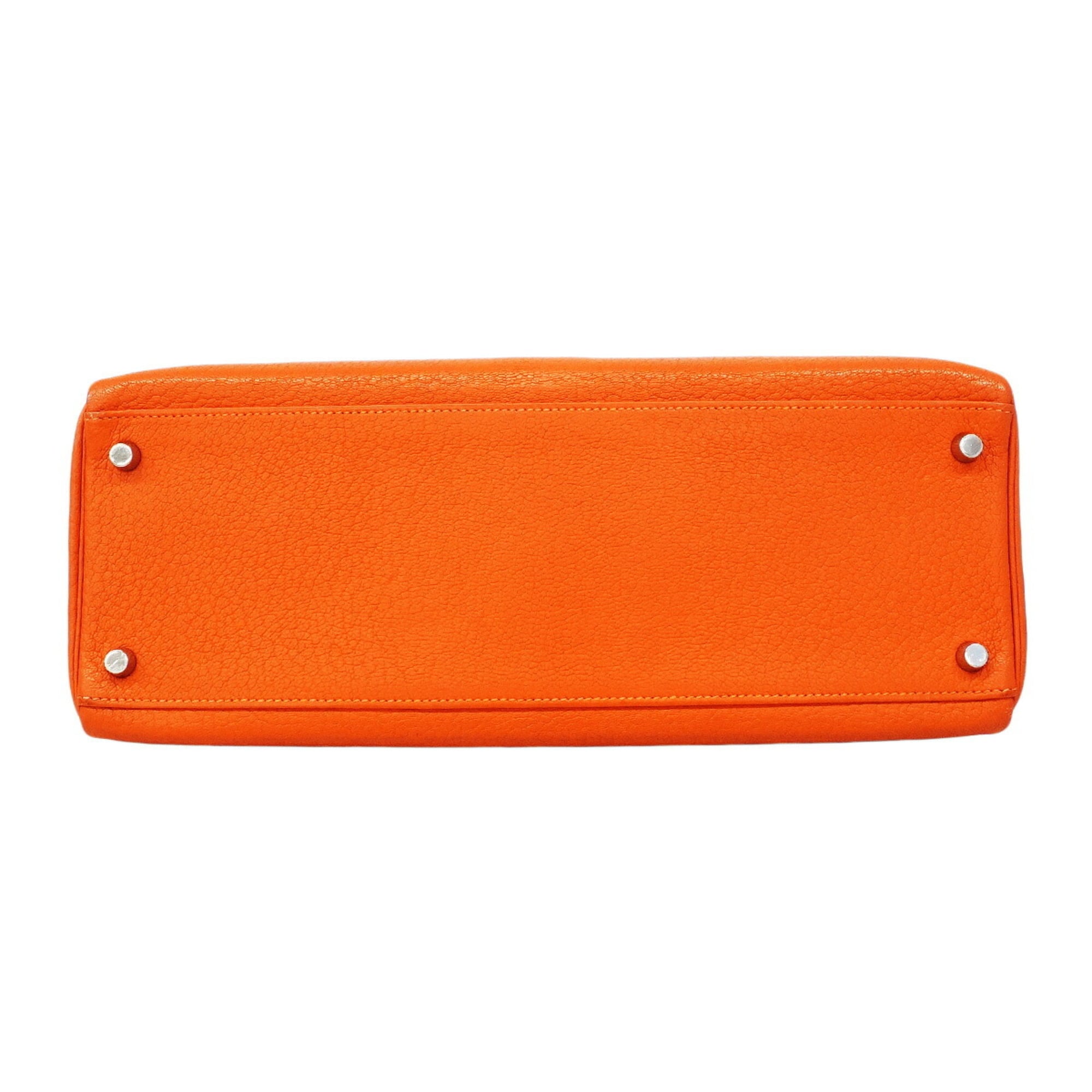 Hermes Orange Chevre Leather Handbag (Pre-Owned)