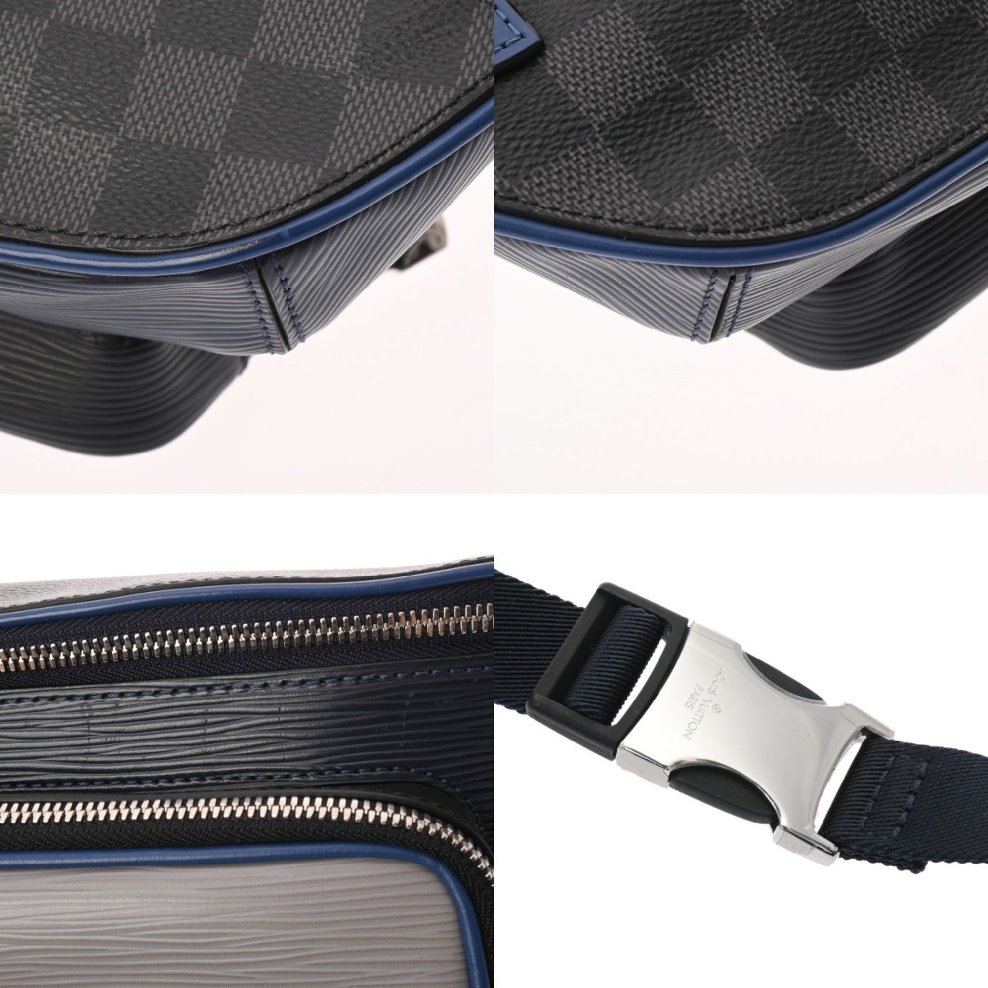 Louis Vuitton Blue Gray Indigo Epi Leather Damier Graphite Canvas Sling Bag (Pre-Owned)