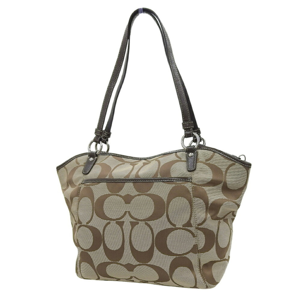 Coach Beige Brown Canvas Tote Bag (Pre-Owned)