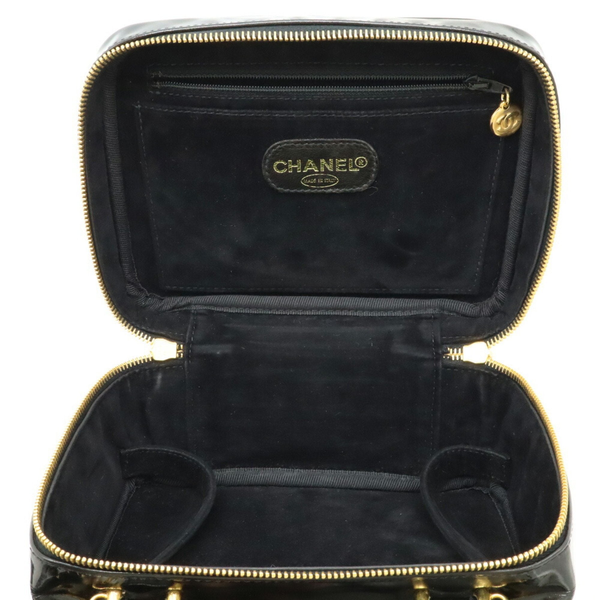 Chanel Black Leather Handbag Shoulder Bag Vanity Bag (Pre-Owned)