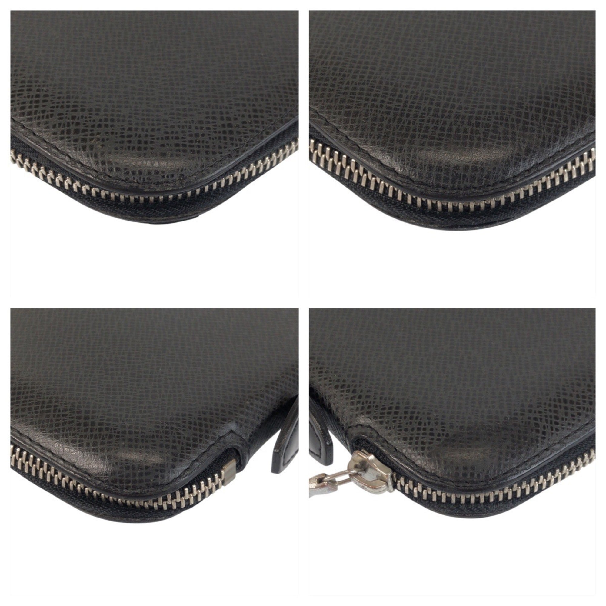 Louis Vuitton Black Leather Long Wallet (Bi-Fold) (Pre-Owned)