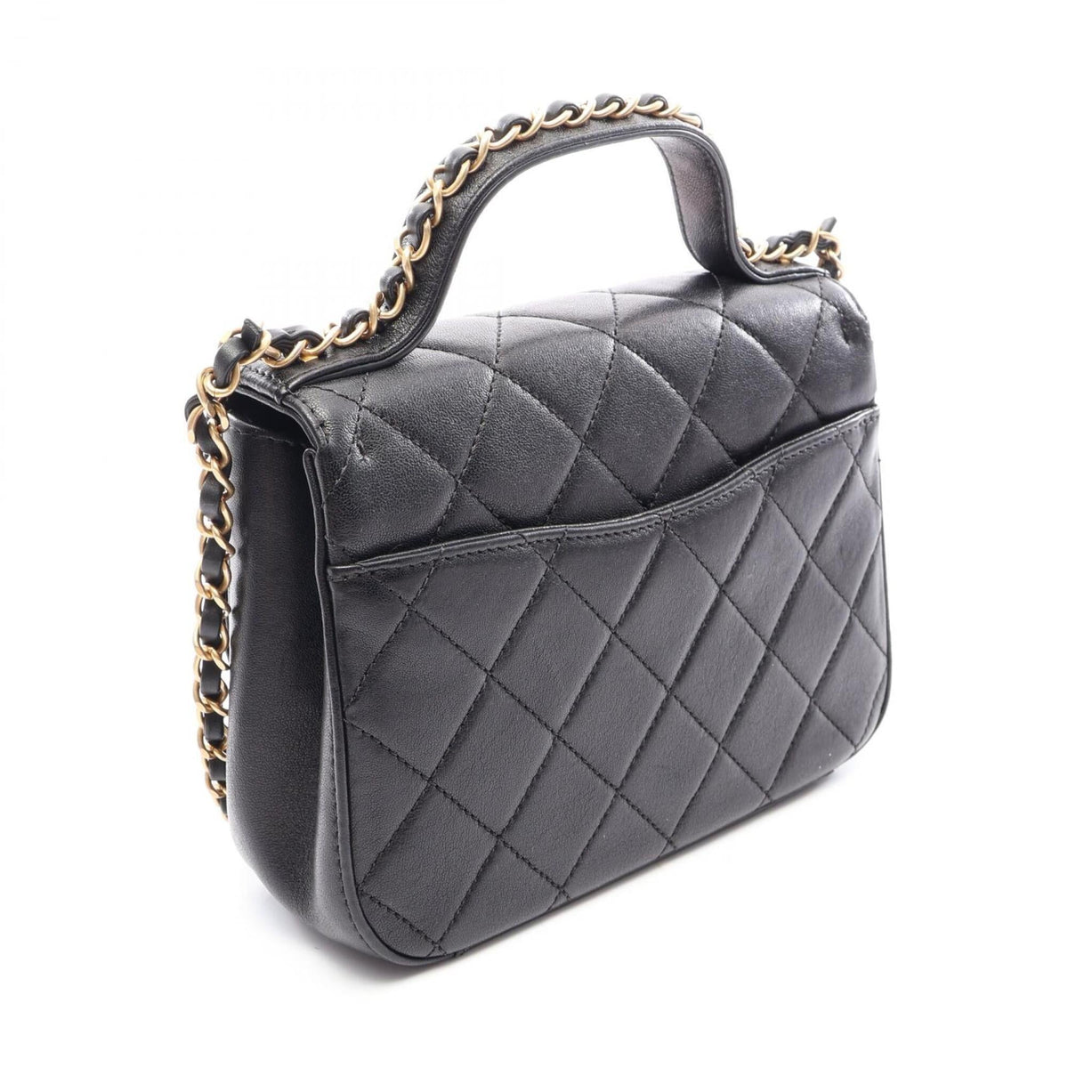 Chanel Black Leather Handbag Shoulder Bag (Pre-Owned)