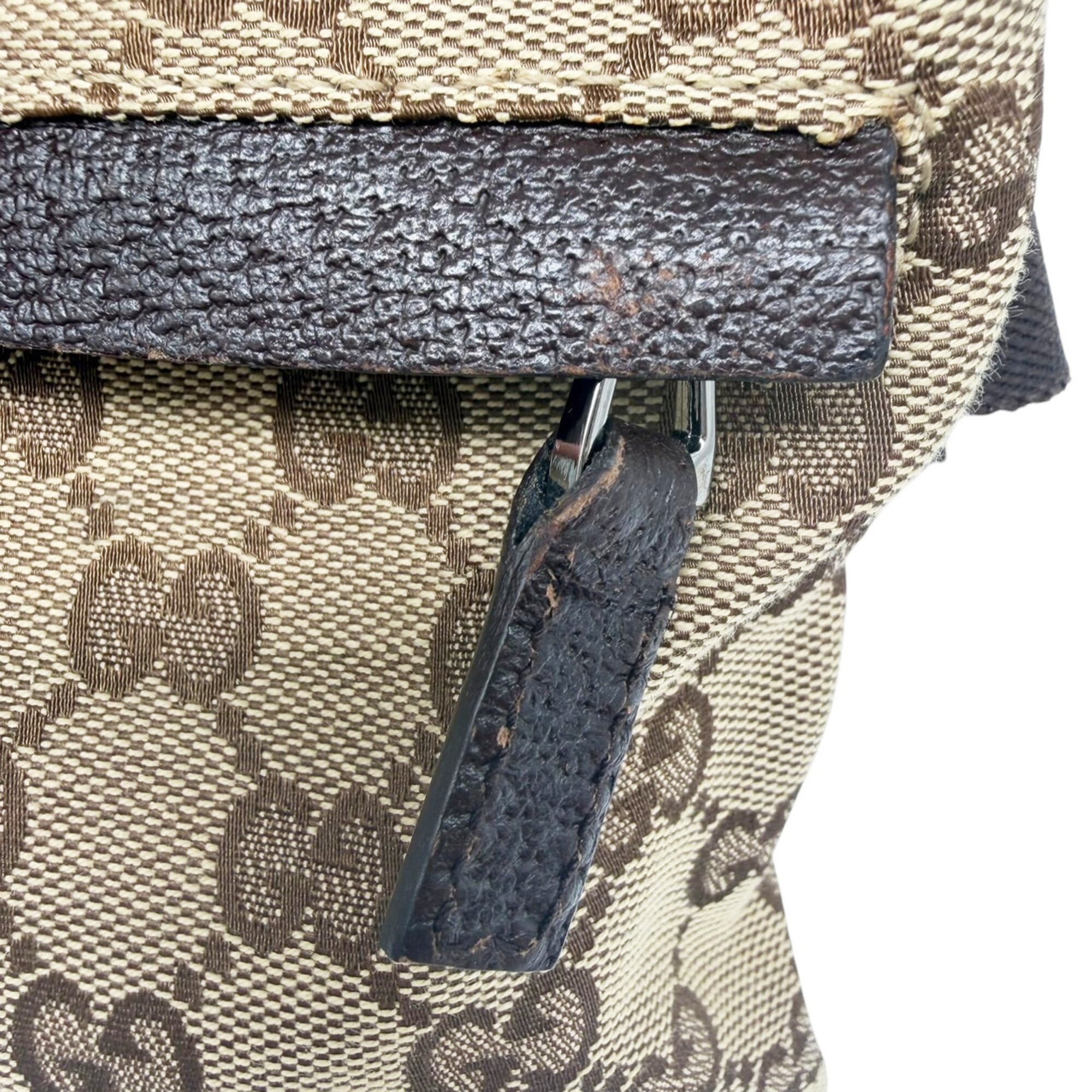 Gucci Beige Dark Brown Canvas Leather Fanny Pack (Pre-Owned)