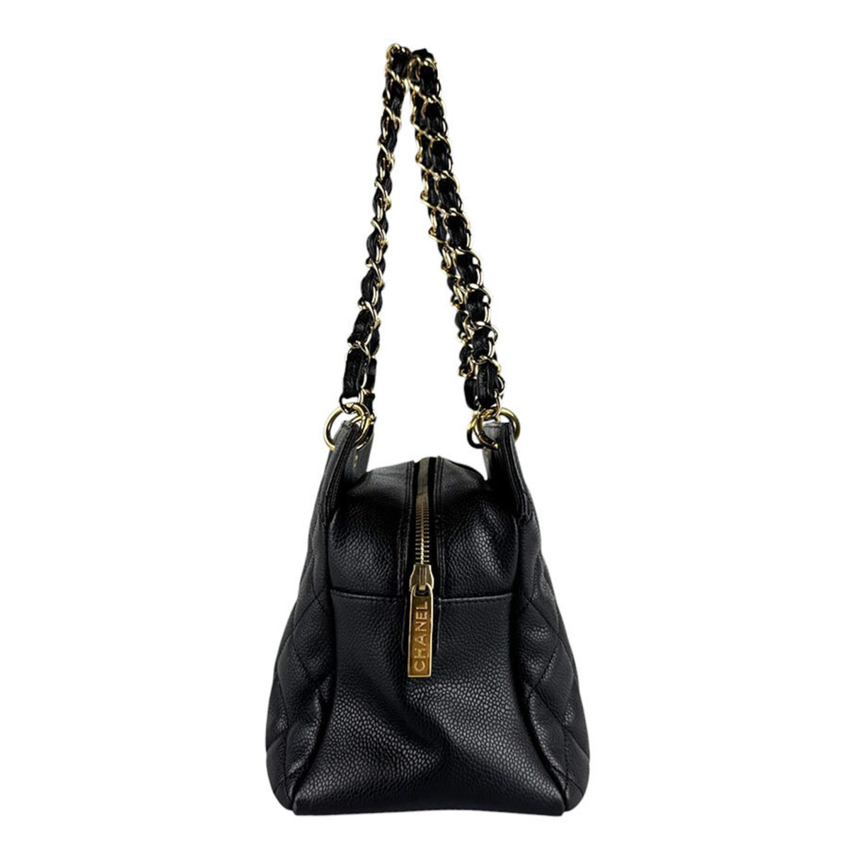 Chanel Black Grained Calfskin Handbag (Pre-Owned)