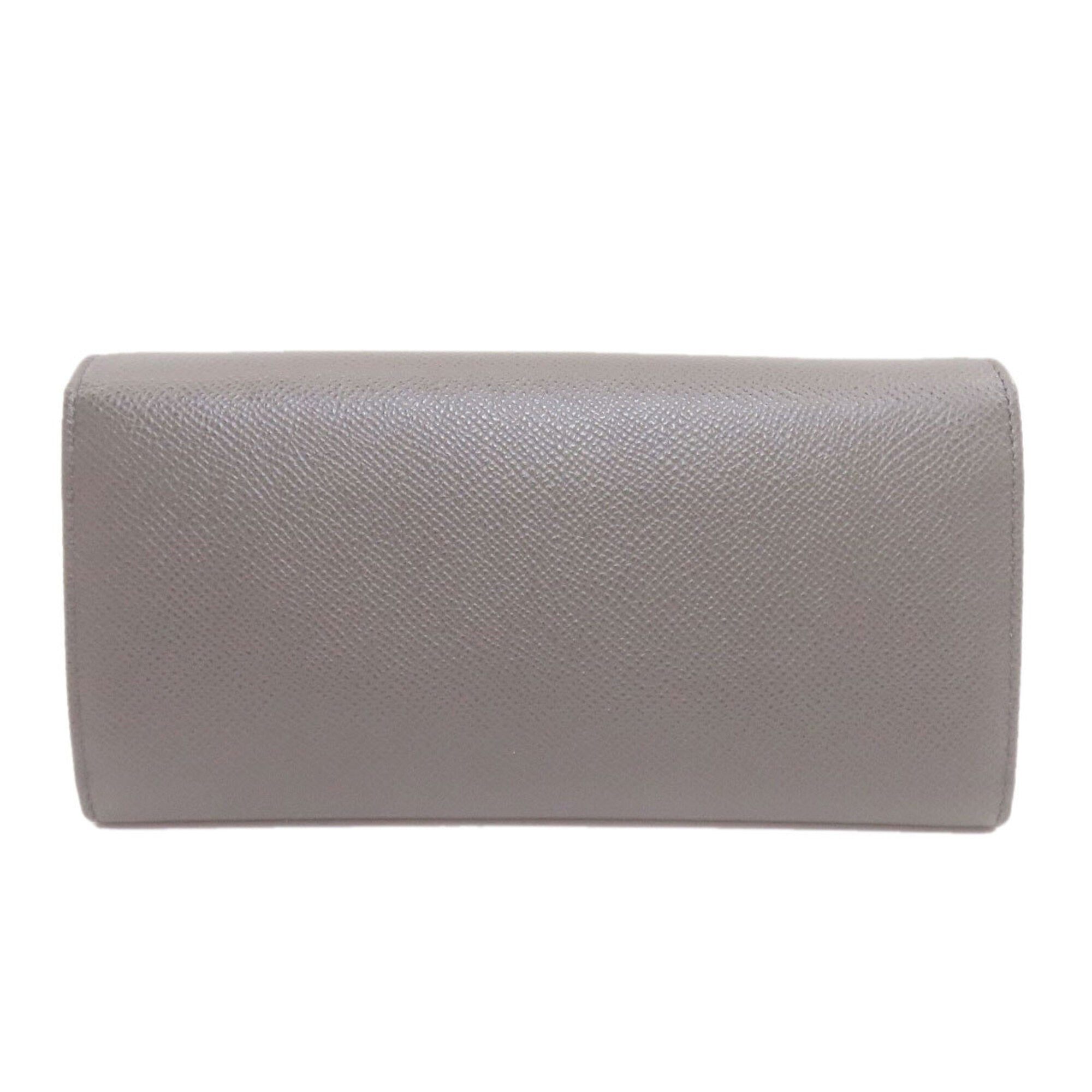 Salvatore Ferragamo Gray Leather Long Wallet (Bi-Fold) (Pre-Owned)