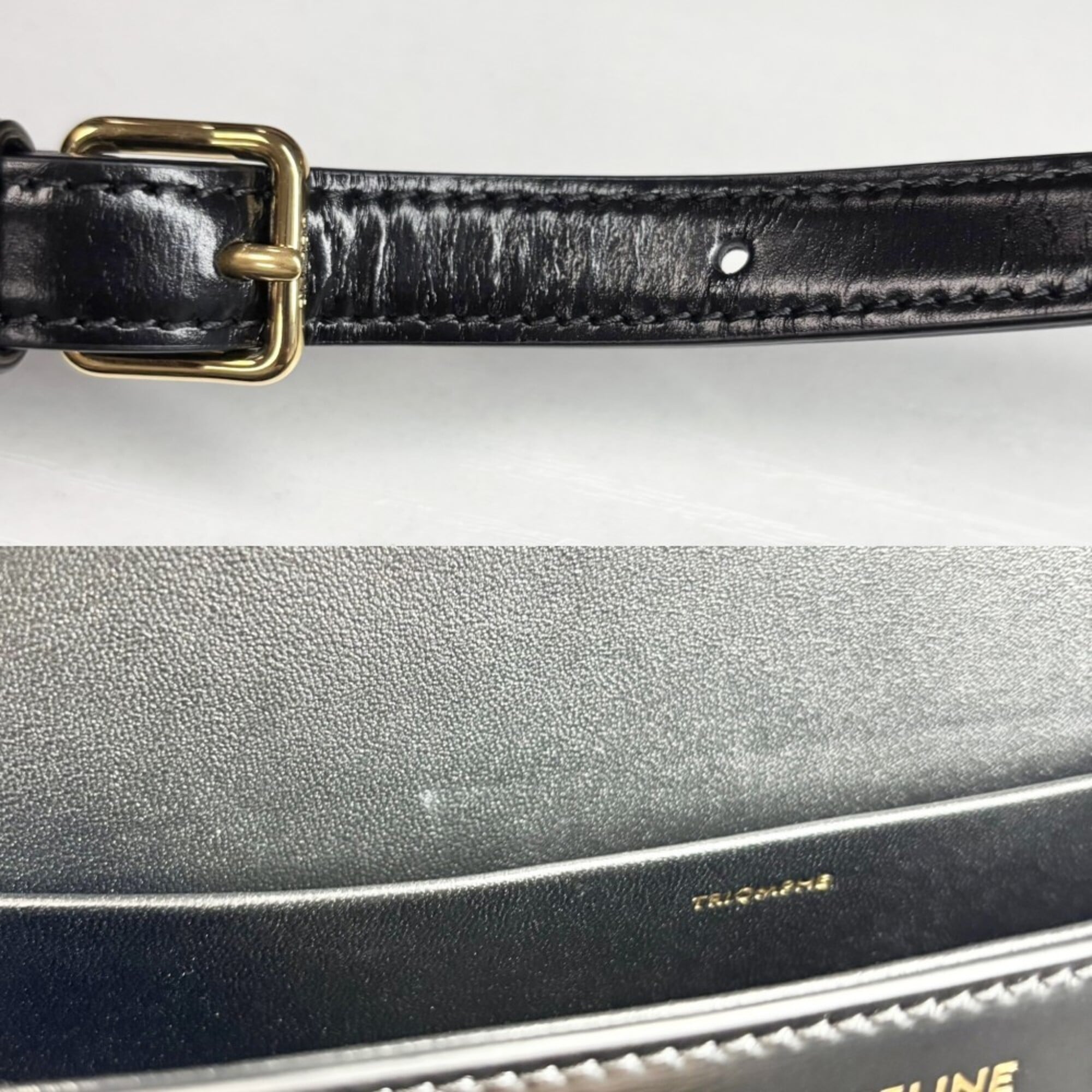 Celine Black White Leather Shoulder Bag (Pre-Owned)