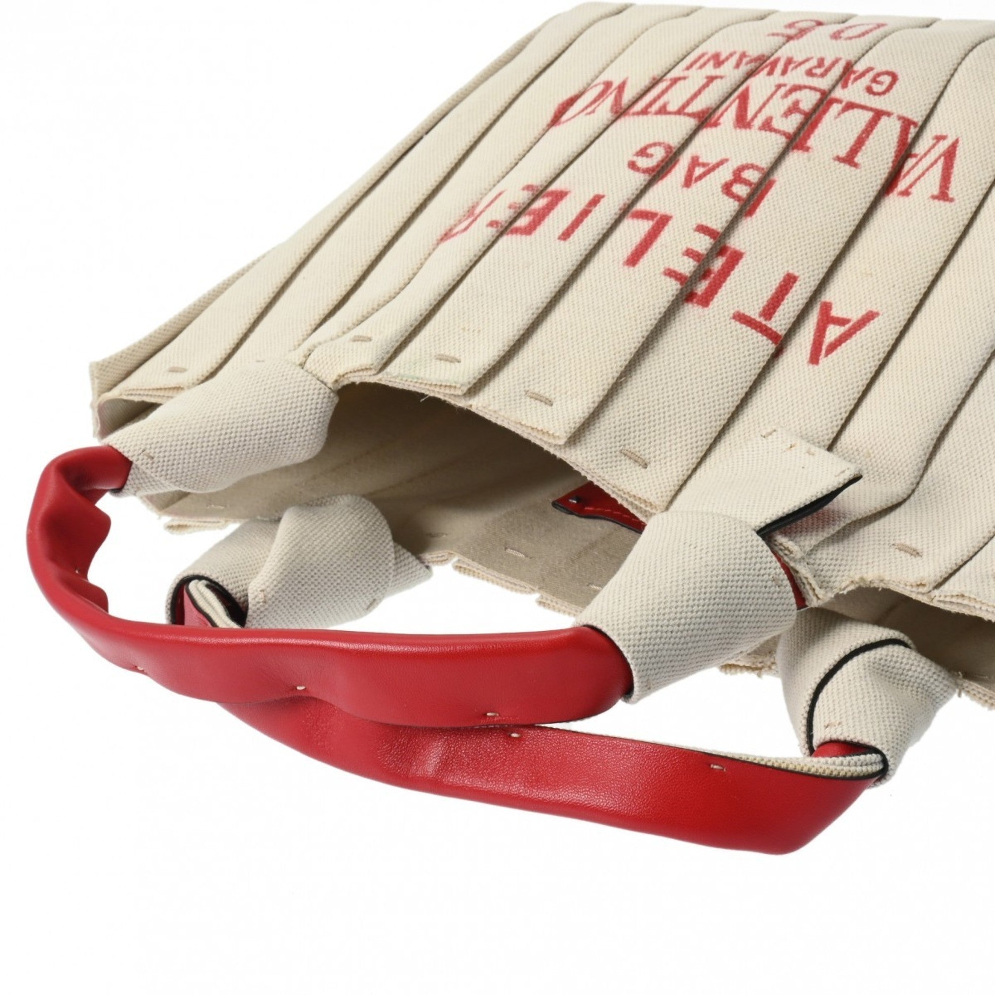 Valentino Red Color Leather Canvas Shoulder Bag (Pre-Owned)