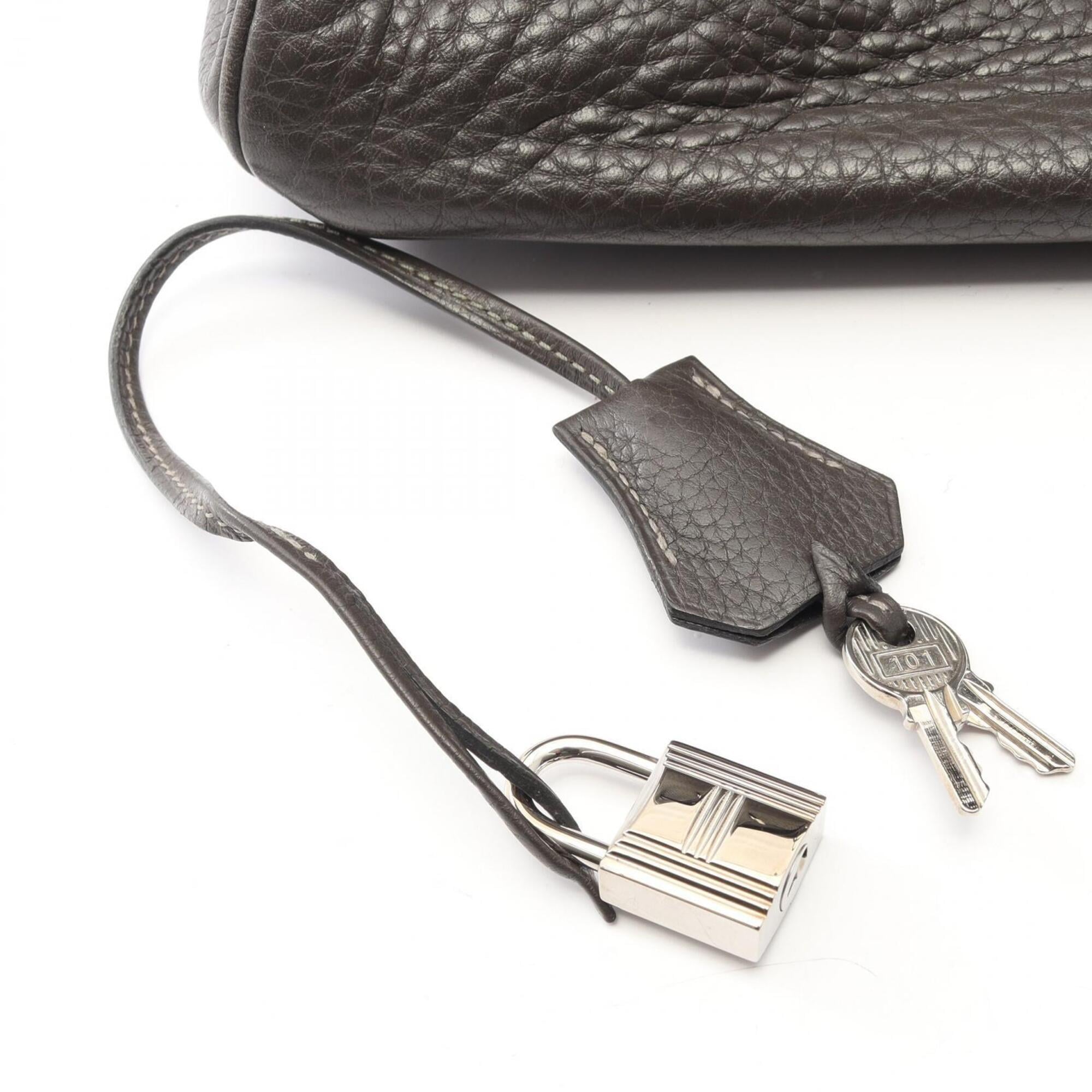 Hermes Gray Taurillon Clemence Leather Handbag (Pre-Owned)