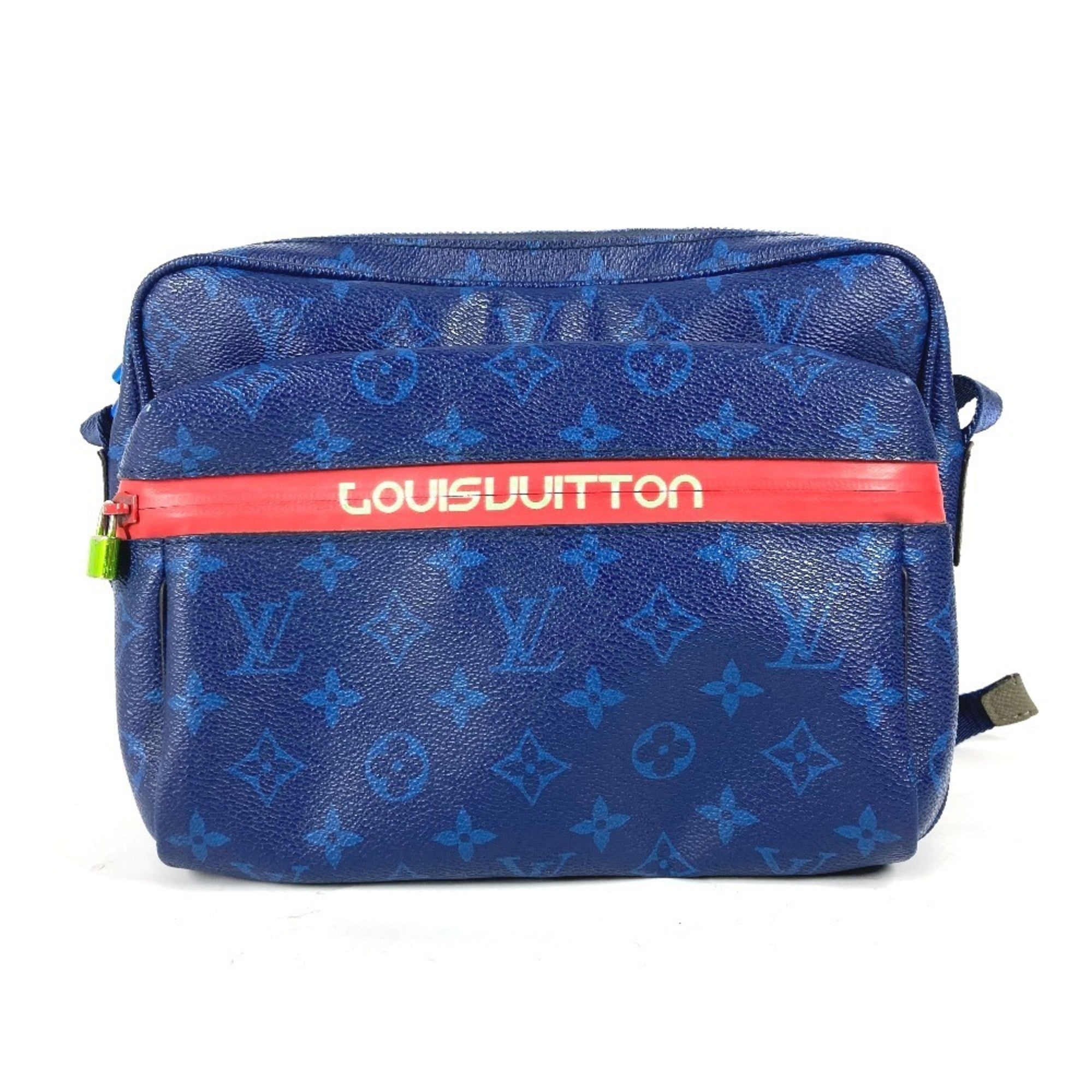 Louis Vuitton Blue Green Red Color Monogram Canvas Shoulder Bag (Pre-Owned)