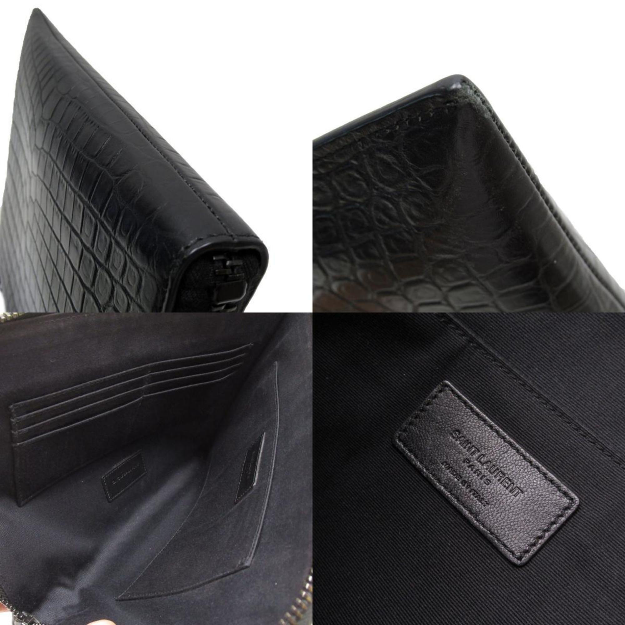 Saint Laurent Black Leather Clutch Bag (Pre-Owned)