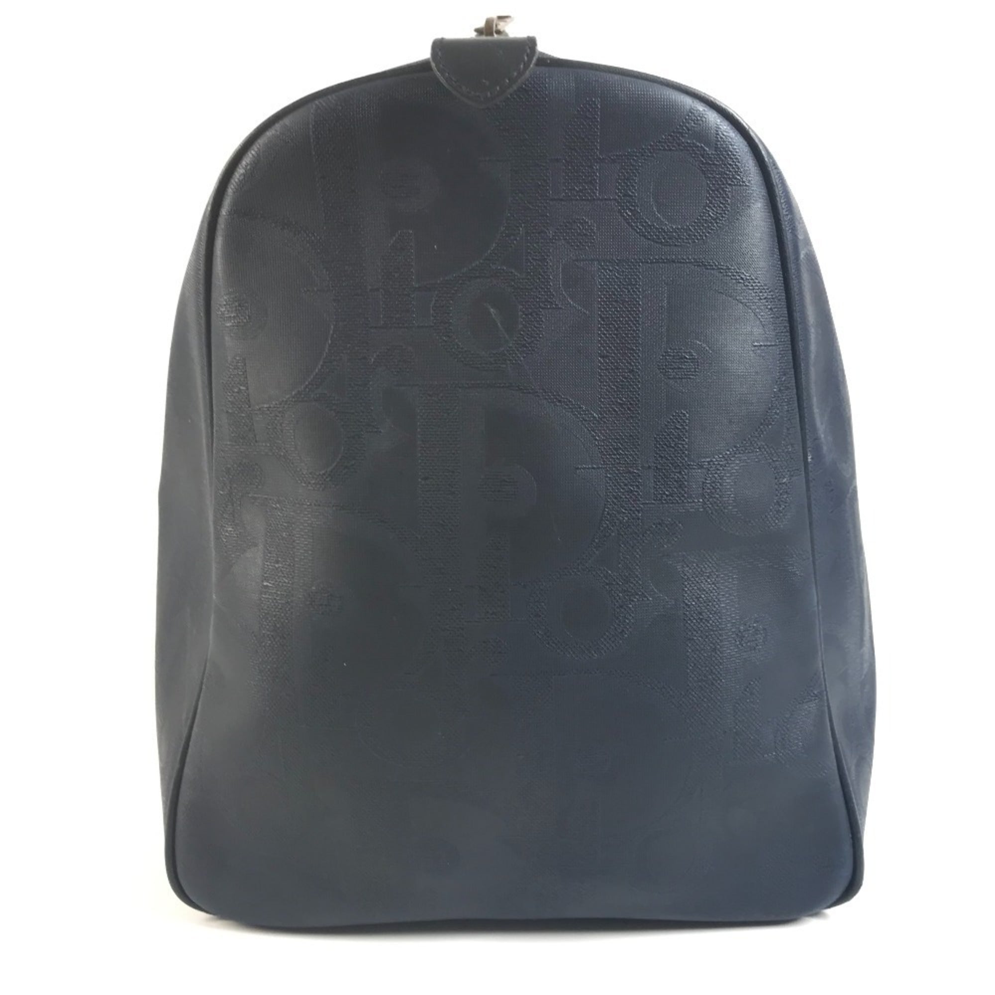 Christian Dior Navy Pvc Leather Boston Bag Handbag (Pre-Owned)