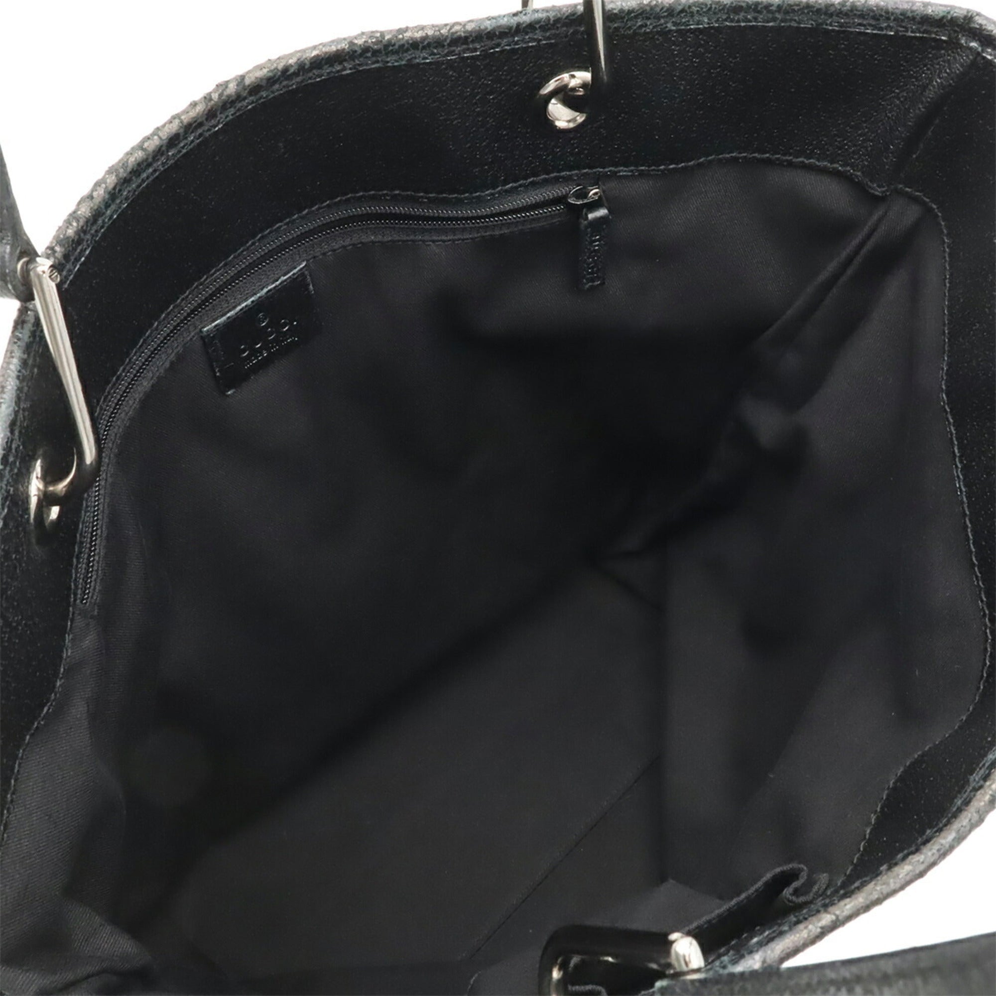 Gucci Black Canvas Leather Shoulder Bag Tote Bag (Pre-Owned)