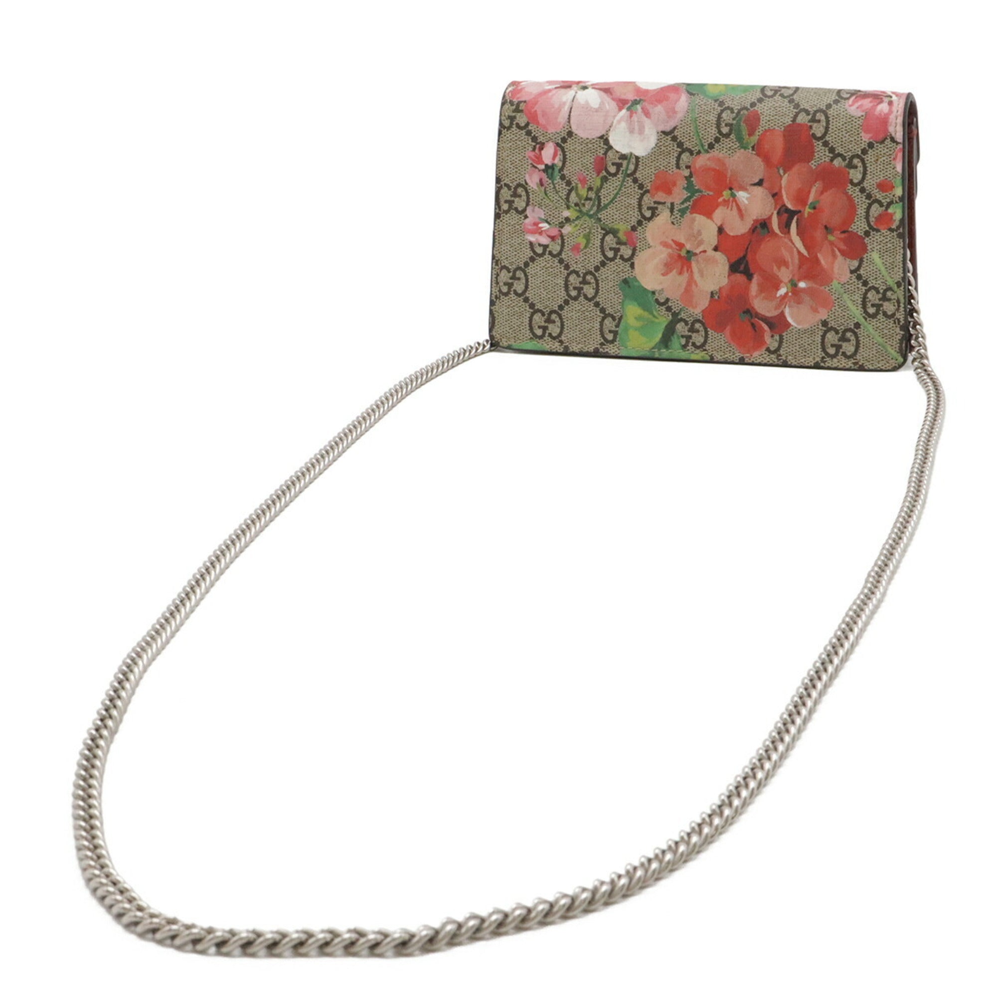 Gucci Gg Blooms Beige Multi-Color Pink Gg Supreme Suede Leather Shoulder Bag (Pre-Owned)