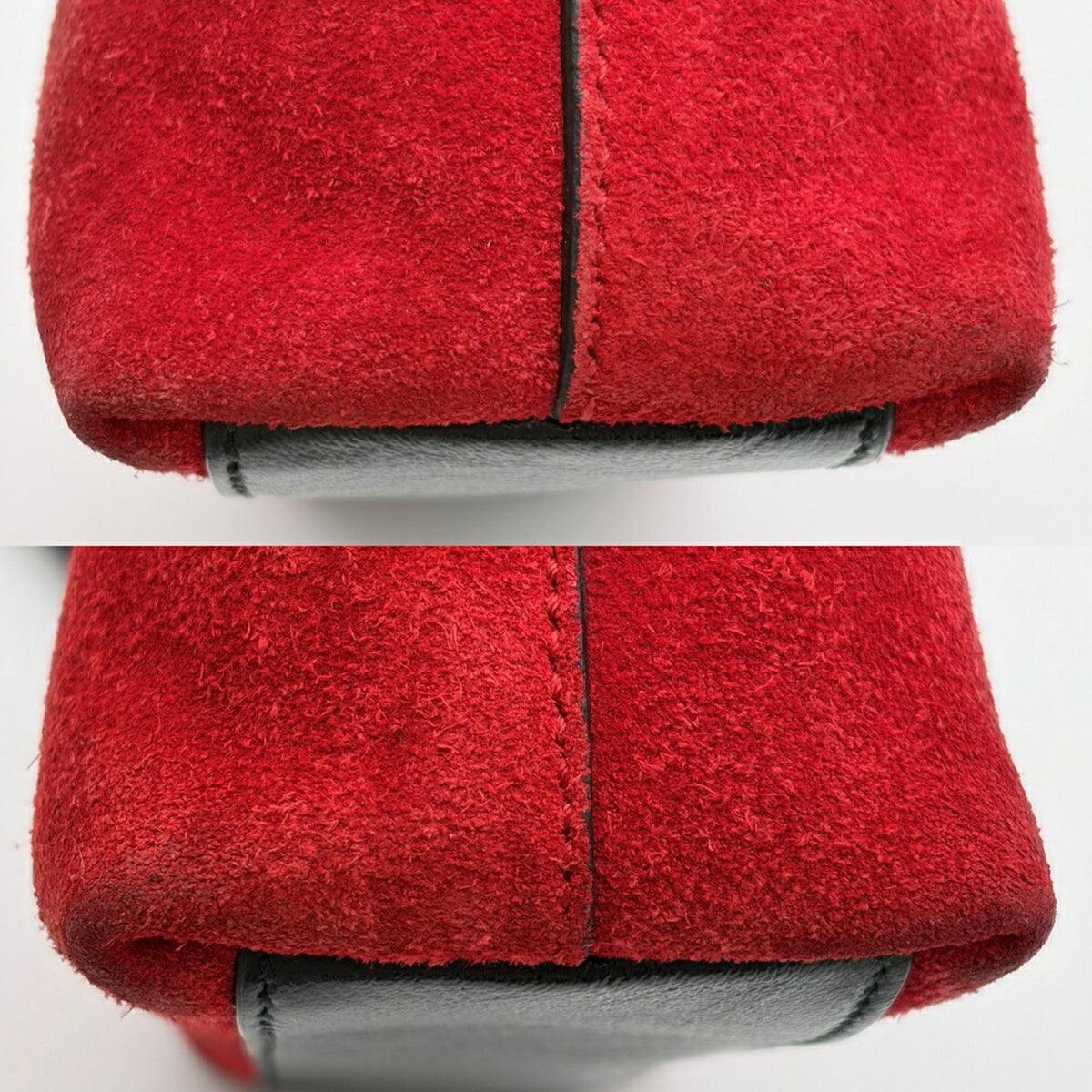 Gucci Black Red Color Suede Leather Shoulder Bag (Pre-Owned)