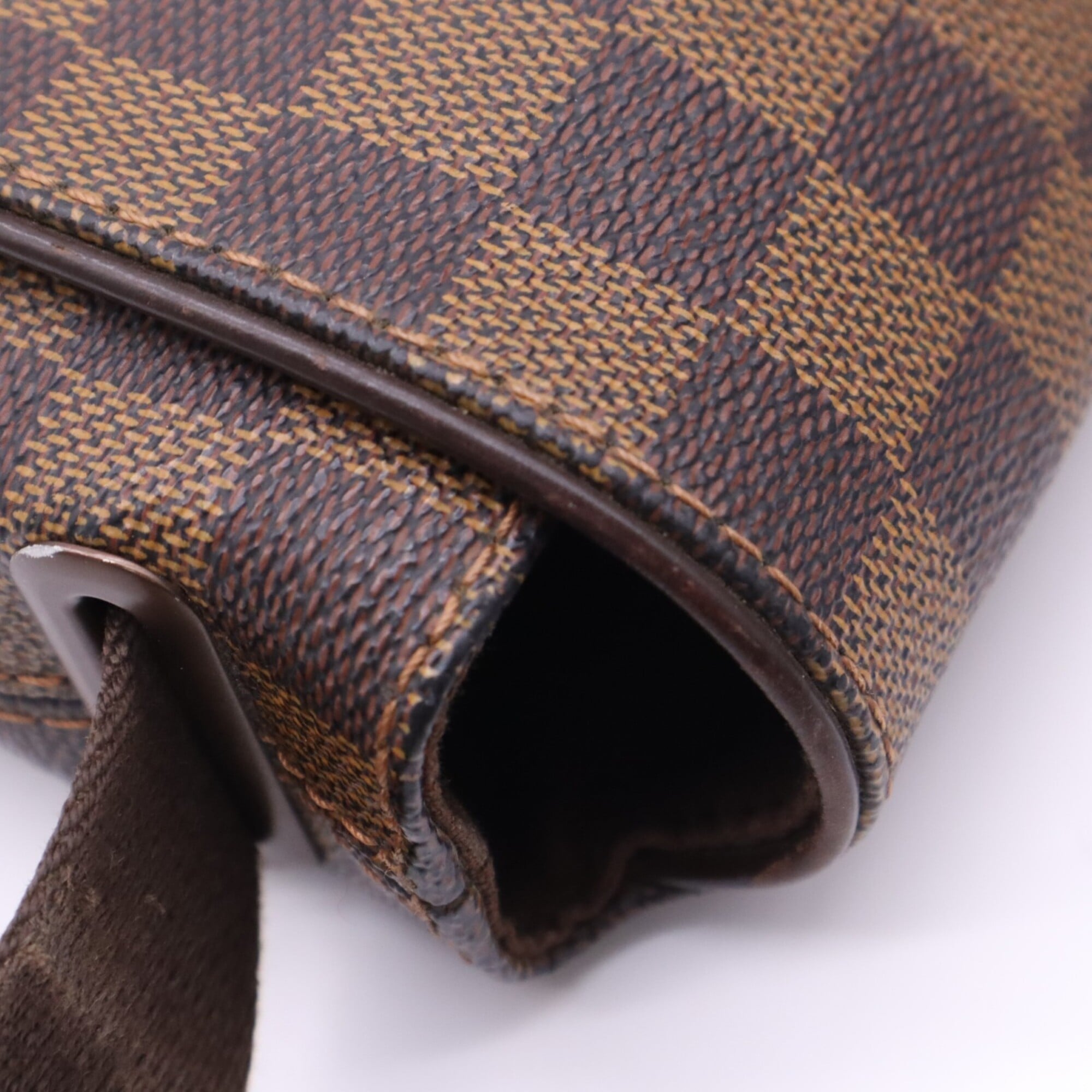 Louis Vuitton Beige Brown Coated Canvas Leather Shoulder Bag (Pre-Owned)