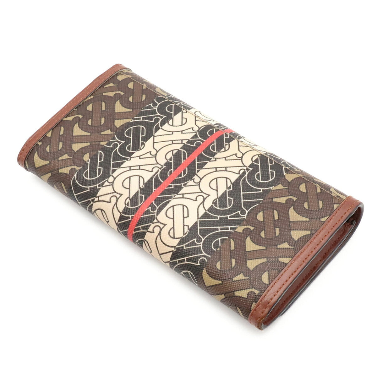 Burberry Beige Black Brown Ivory Red Color Coated Canvas Leather Long Wallet (Bi-Fold) (Pre-Owned)