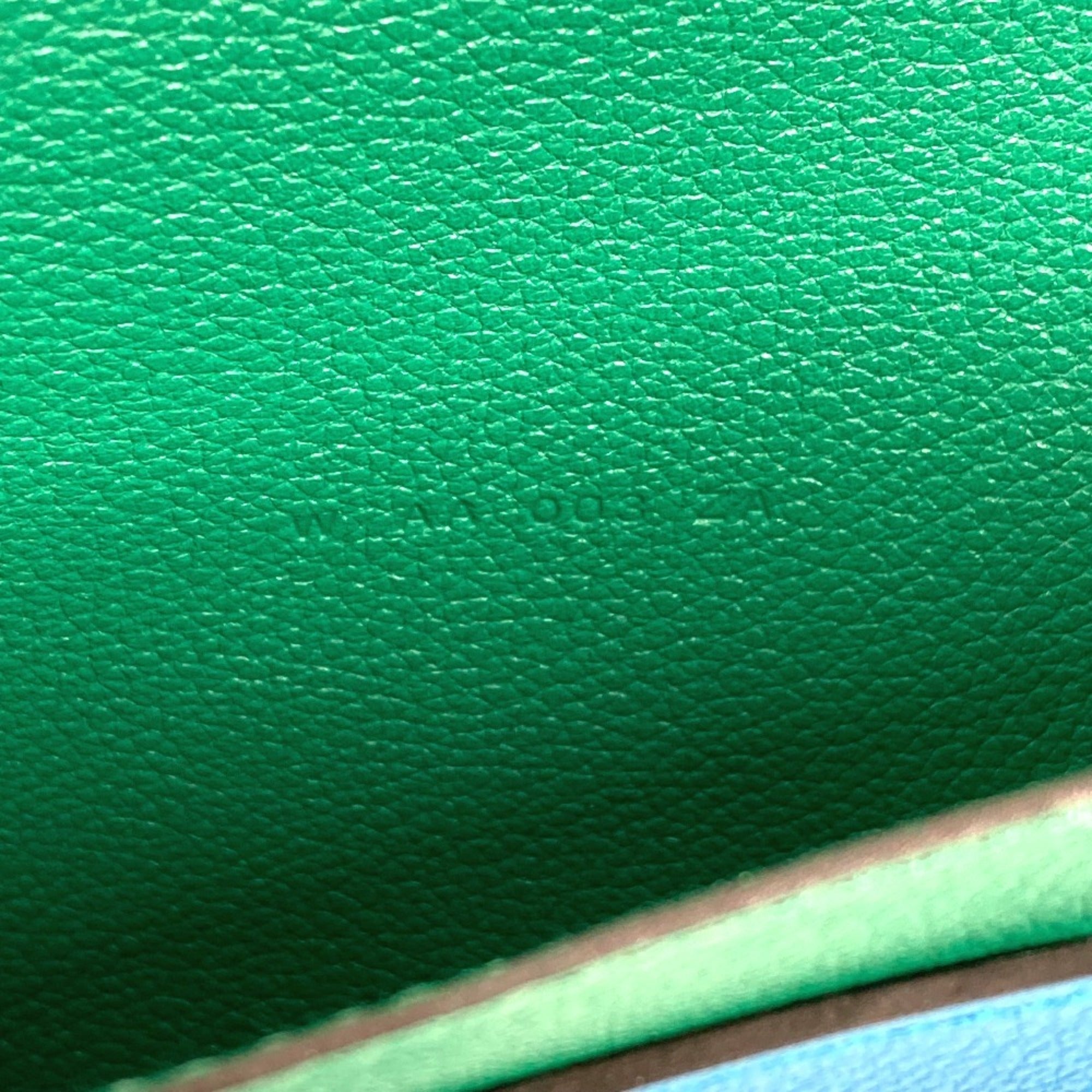 Hermes Blue Green Evercalf Leather Long Wallet (Bi-Fold) (Pre-Owned)