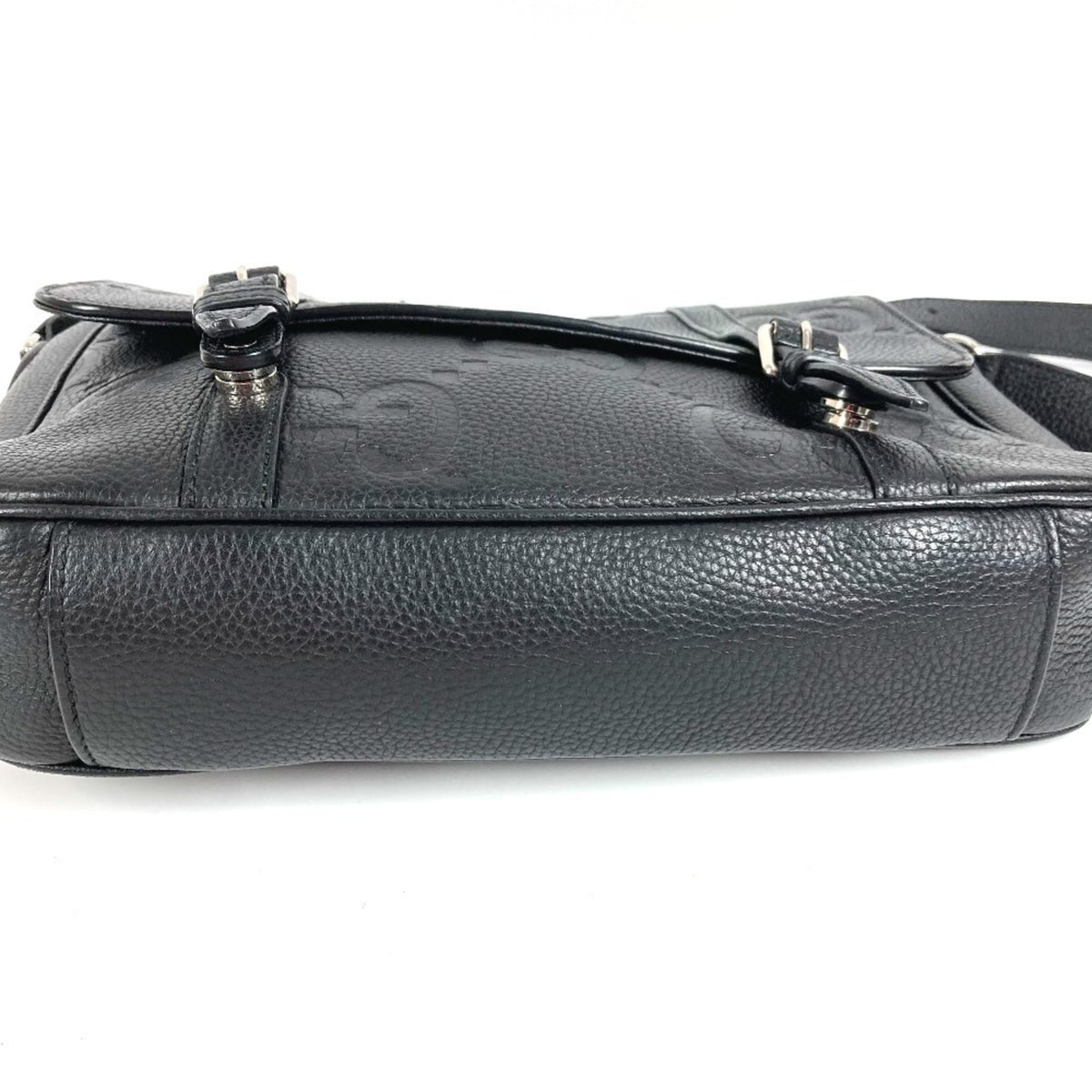Gucci Black Leather Messenger Bag Shoulder Bag (Pre-Owned)