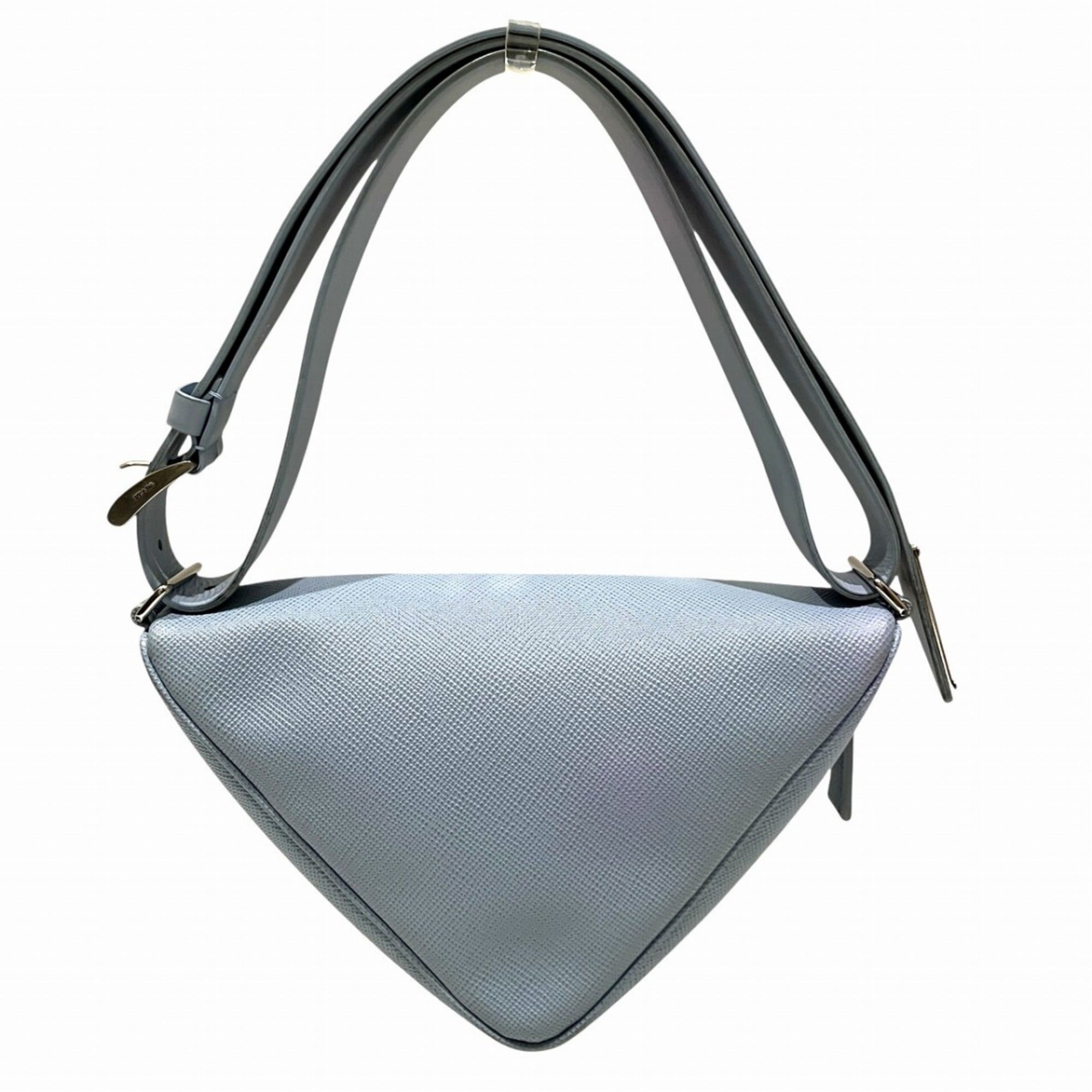 Prada Saffiano Light Blue Leather Shoulder Bag (Pre-Owned)