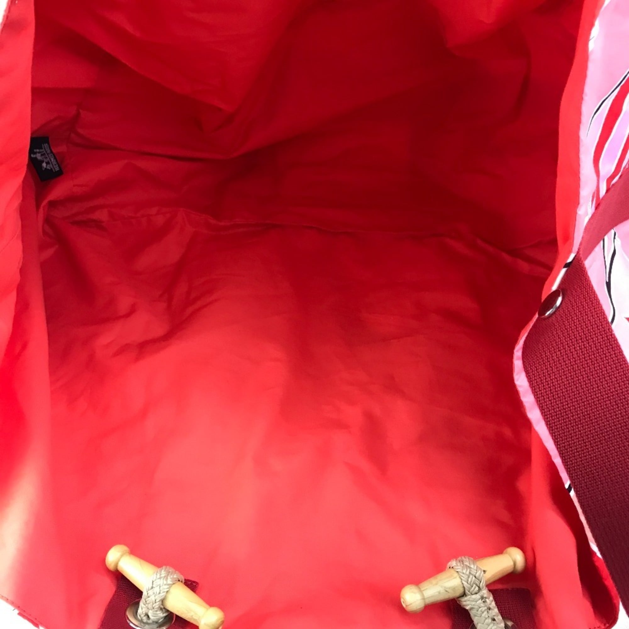 Hermes Pink Red Color Cotton Beach Bag Tote Bag (Pre-Owned)