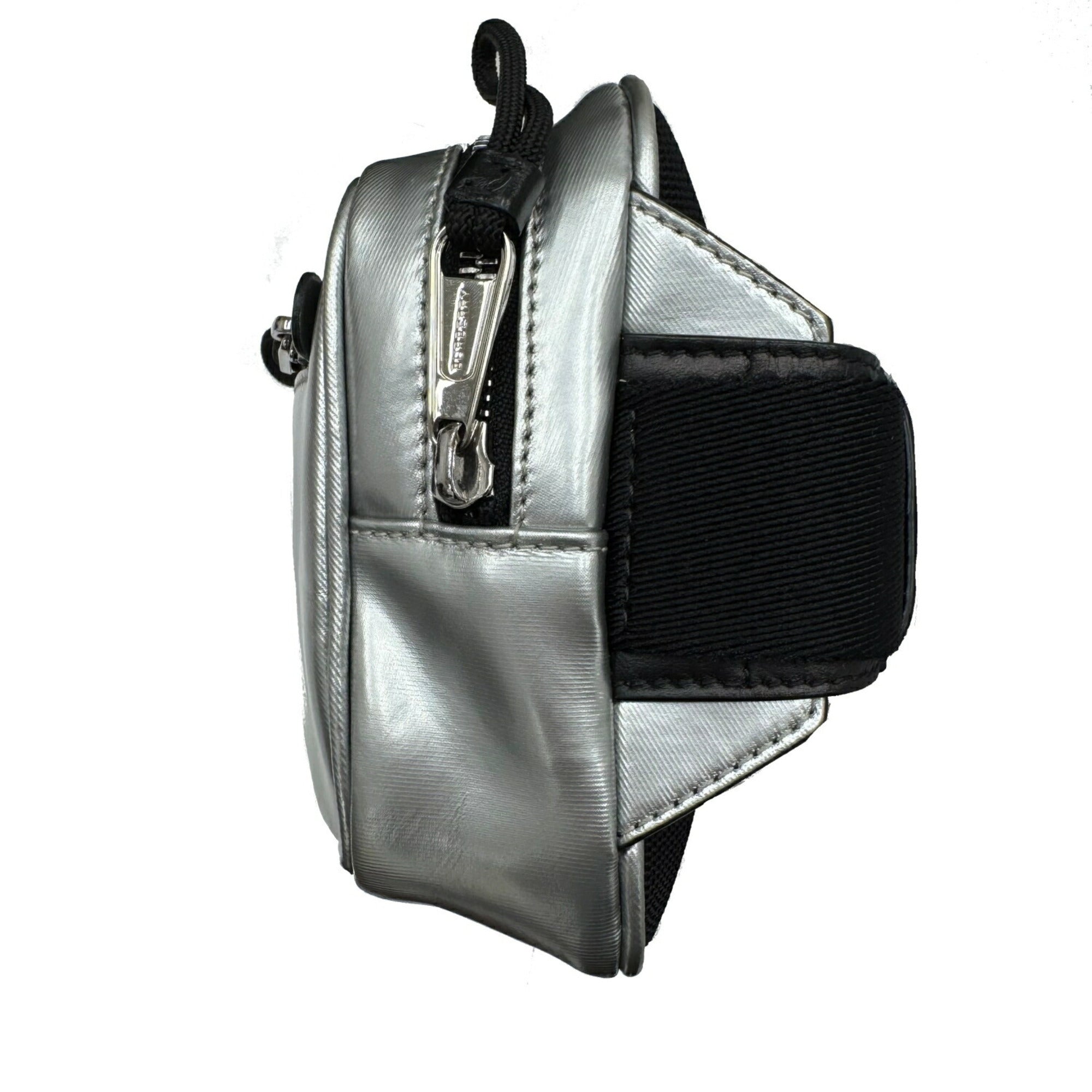 Burberry Metallic Silver Canvas Leather Shoulder Bag Sling Bag (Pre-Owned)