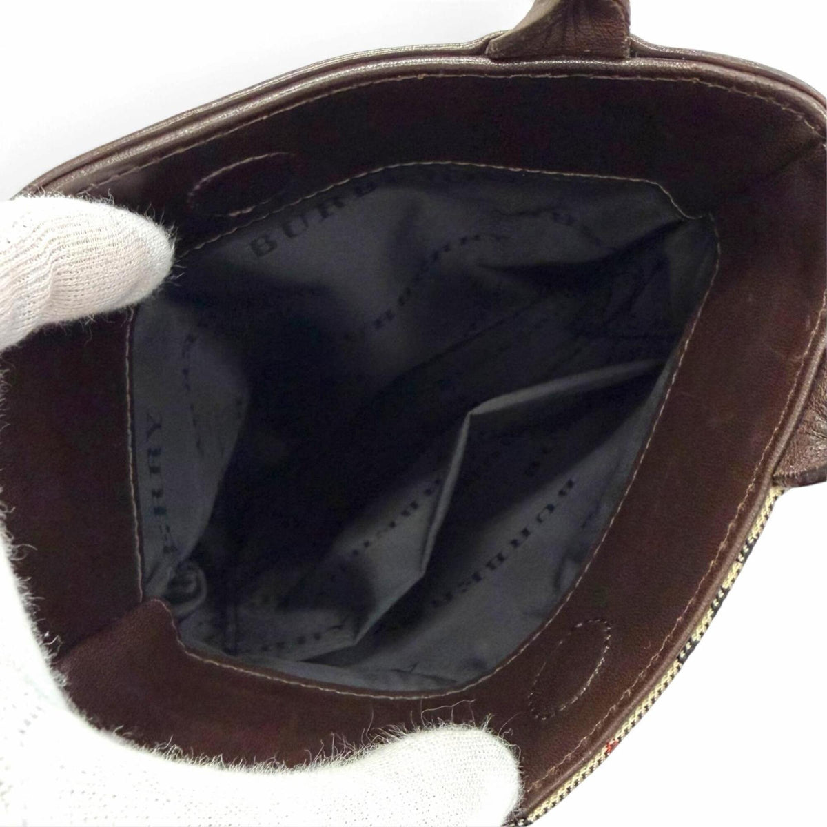 Burberry Beige Brown Leather Handbag (Pre-Owned)