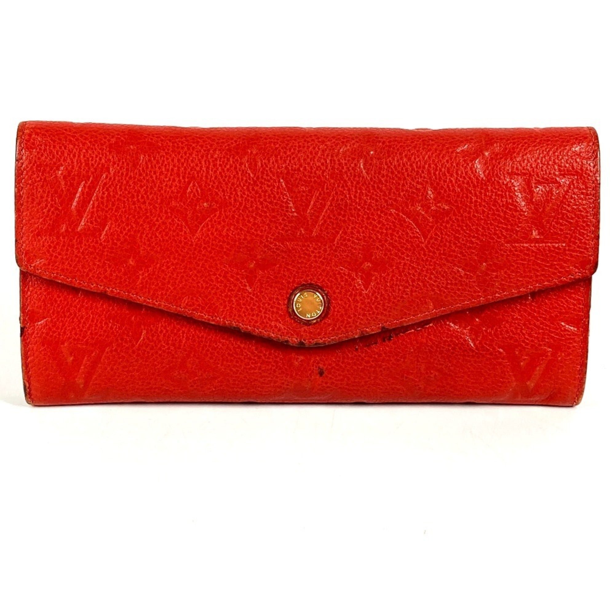 Louis Vuitton Auriane Red Color Monogram Empreinte Long Wallet (Bi-Fold) (Pre-Owned)