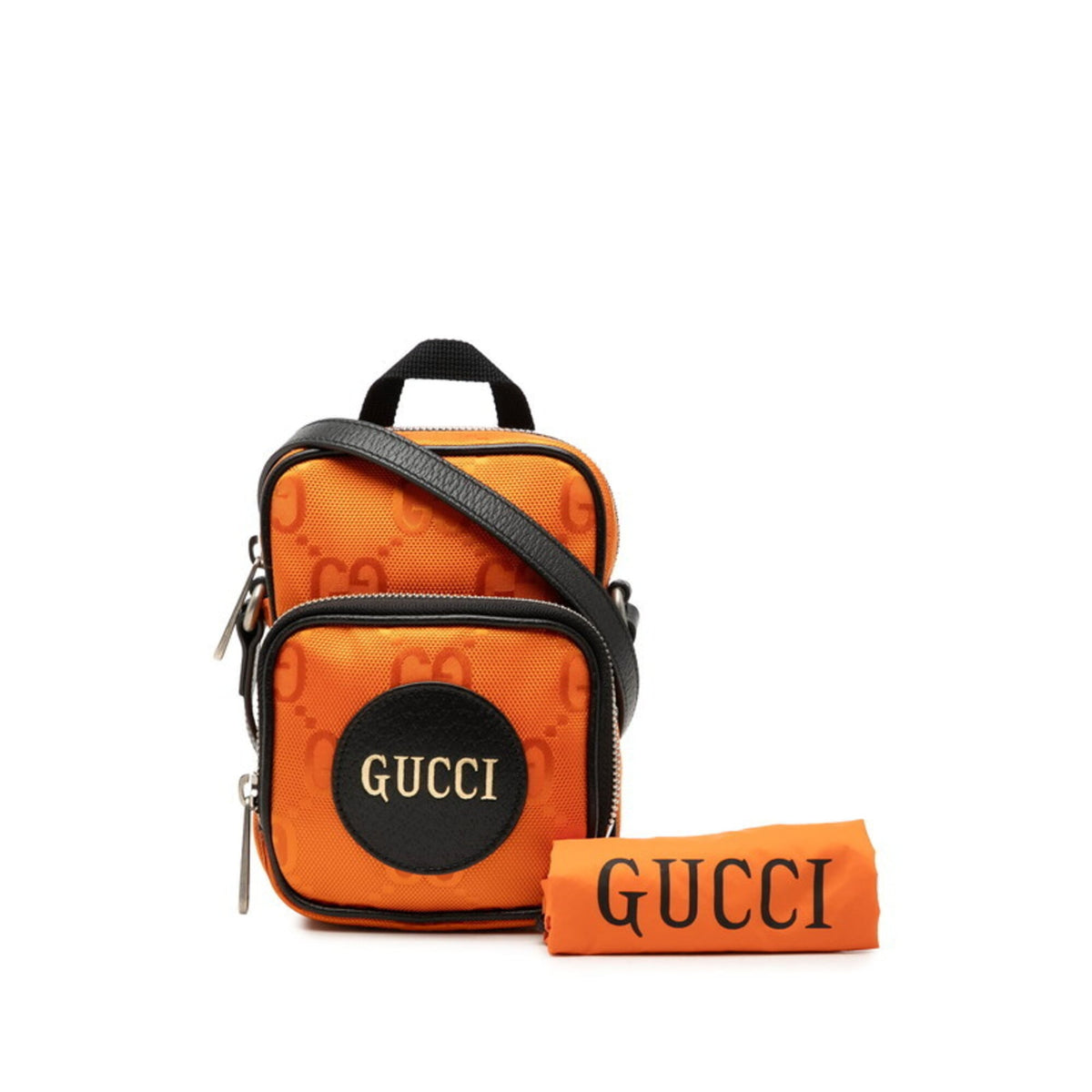 Gucci Black Orange Nylon Leather Shoulder Bag (Pre-Owned)