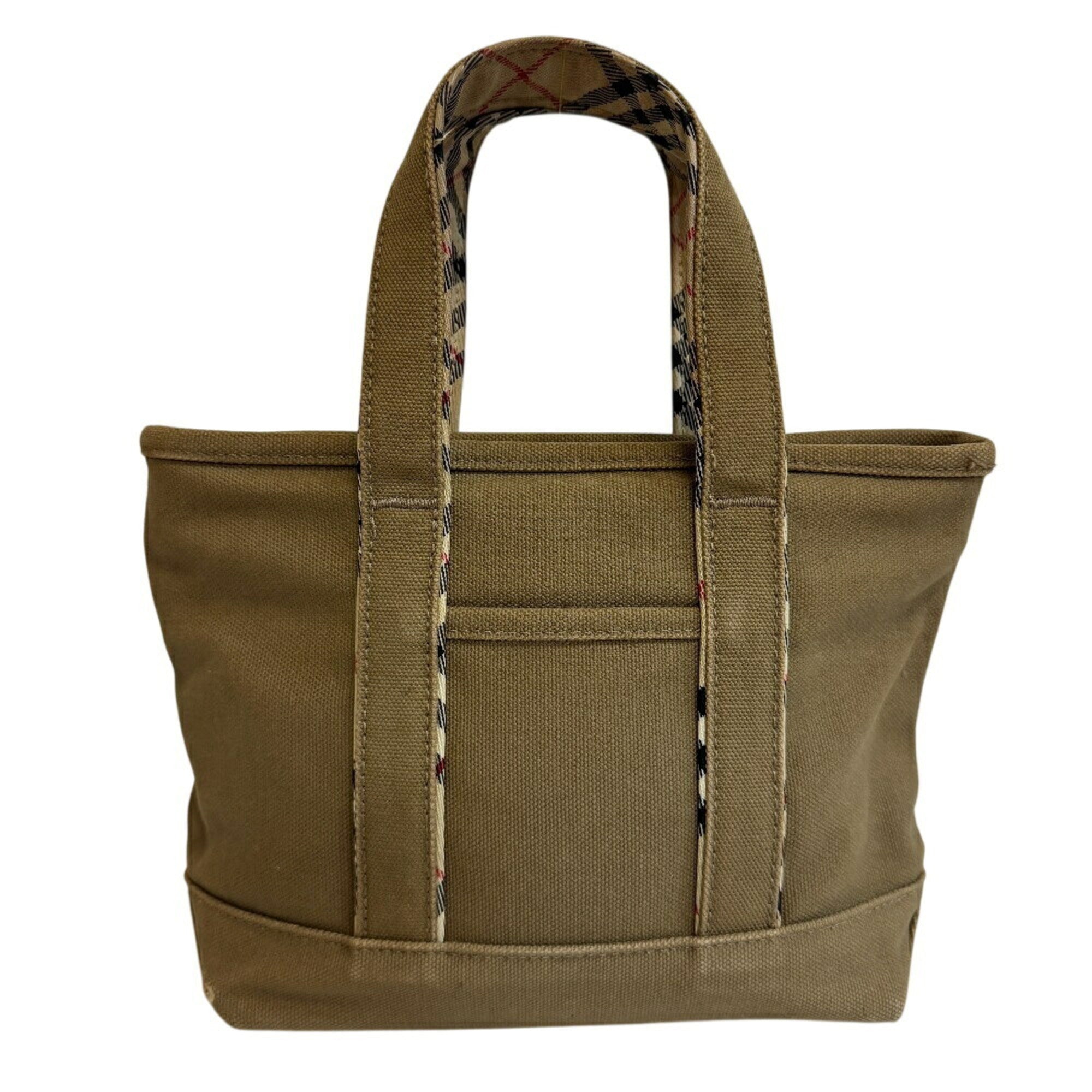 Burberry Green Khaki Canvas Handbag Tote Bag (Pre-Owned)