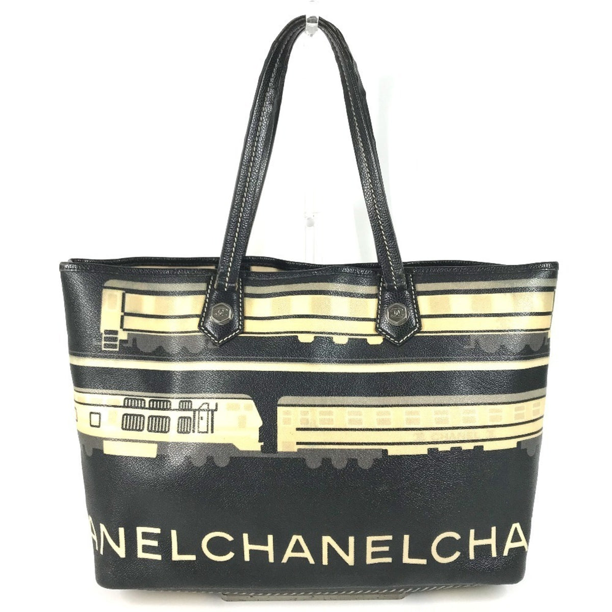 Chanel Black Pvc Leather Shoulder Bag Tote Bag (Pre-Owned)