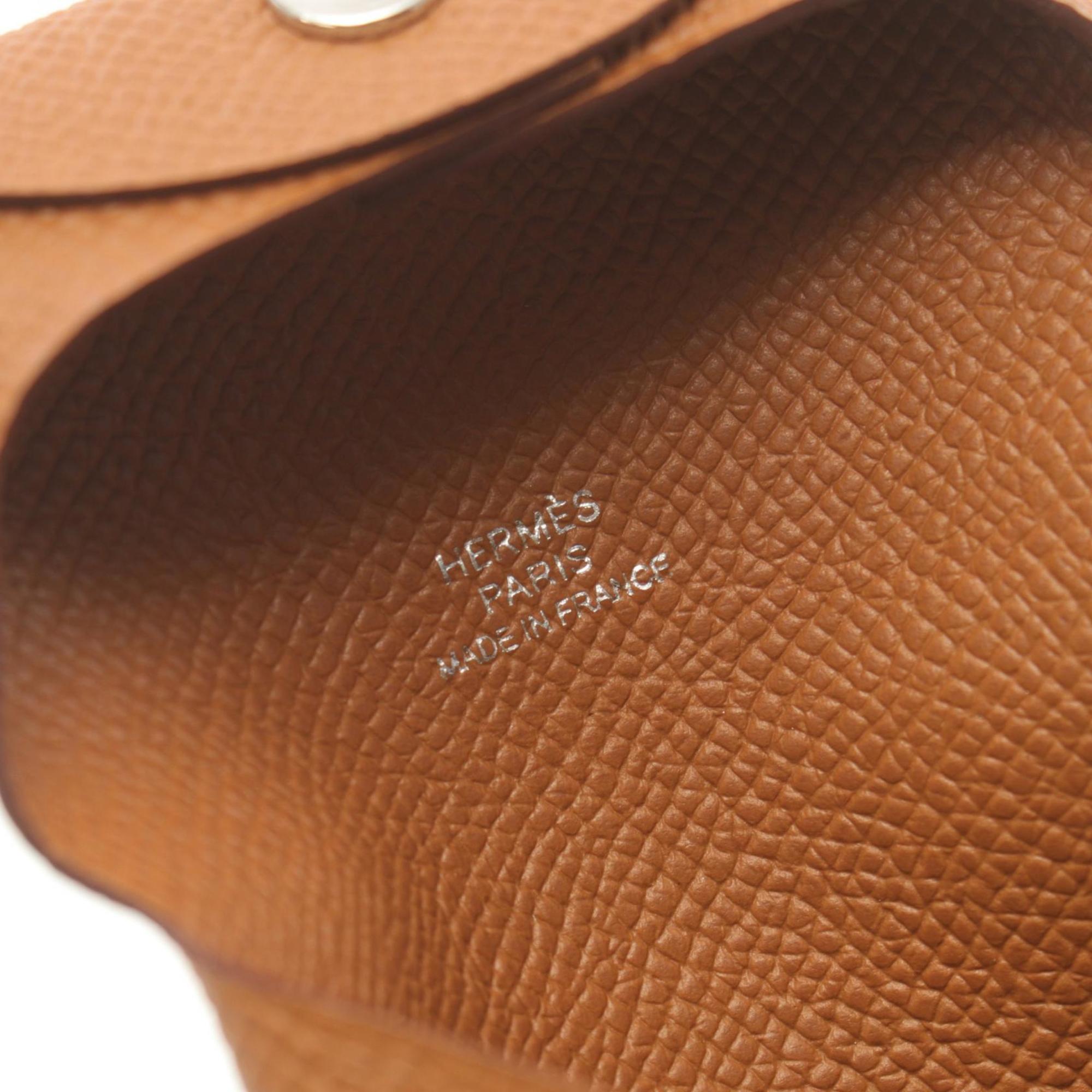 Hermes Bastia Brown Epsom Leather Coin Purse/Coin Case (Pre-Owned)
