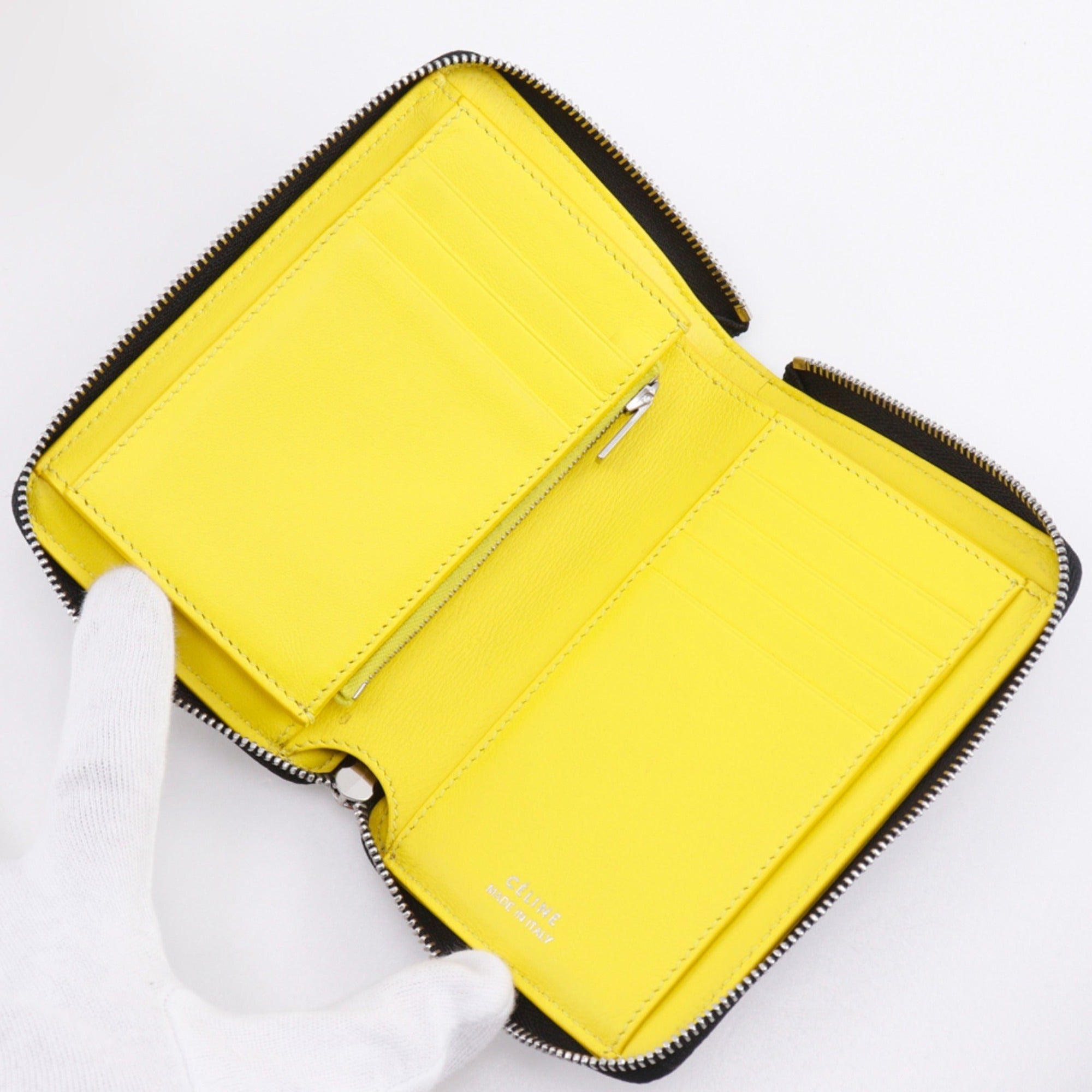 Celine Black Yellow Leather Wallet (Bi-Fold) (Pre-Owned)