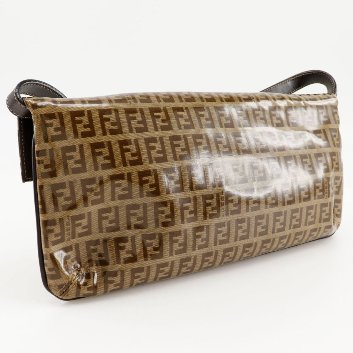 Fendi Brown Vinyl Shoulder Bag (Pre-Owned)