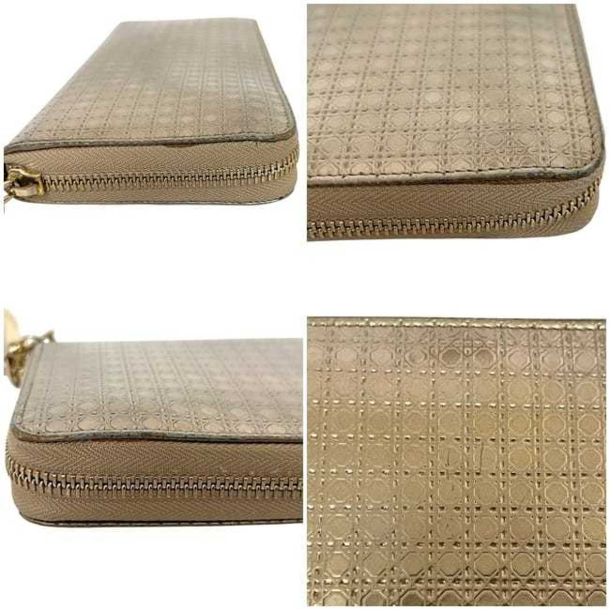 Christian Dior Gold Leather Long Wallet (Bi-Fold) (Pre-Owned)