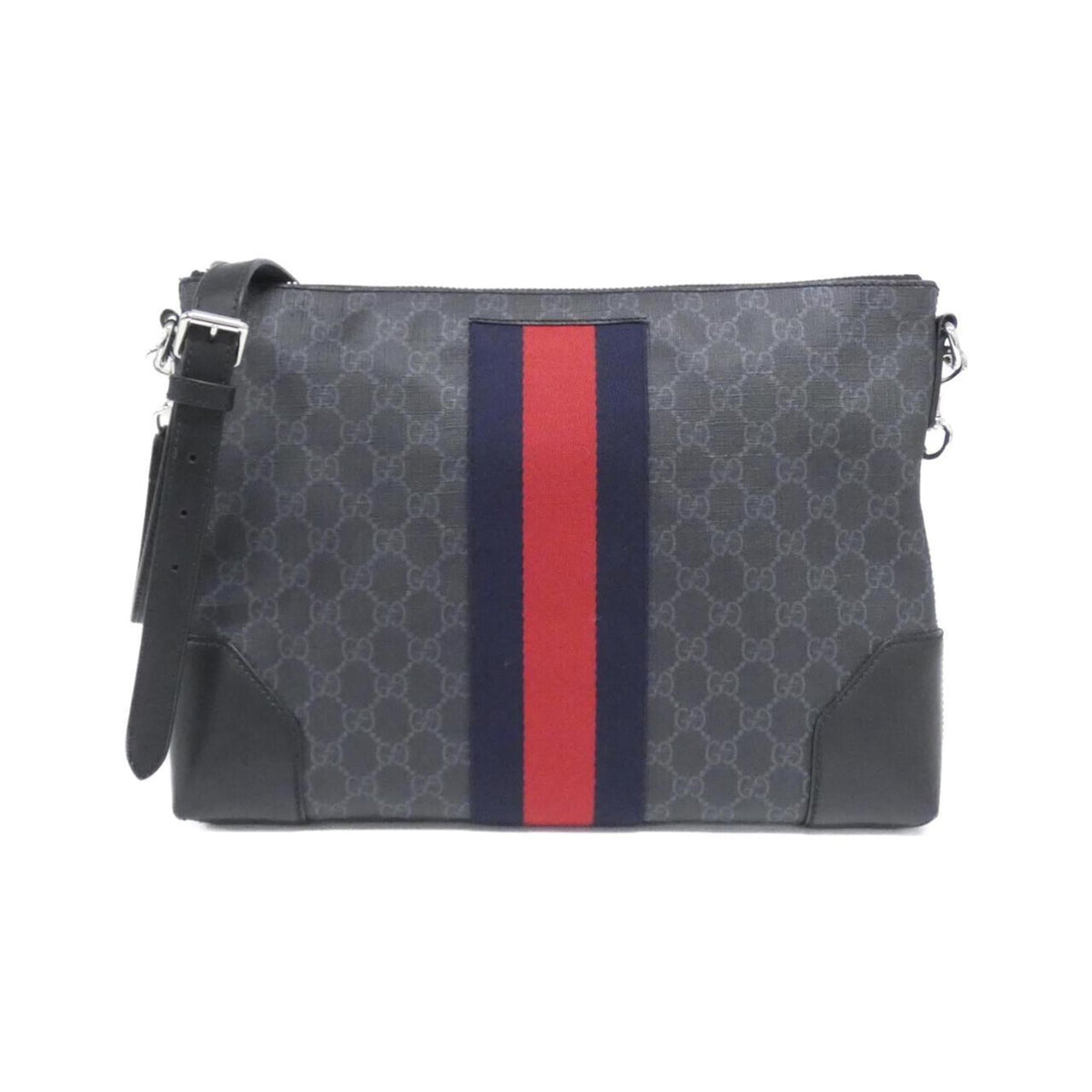Gucci Black Gray Gg Supreme Canvas Shoulder Bag (Pre-Owned)