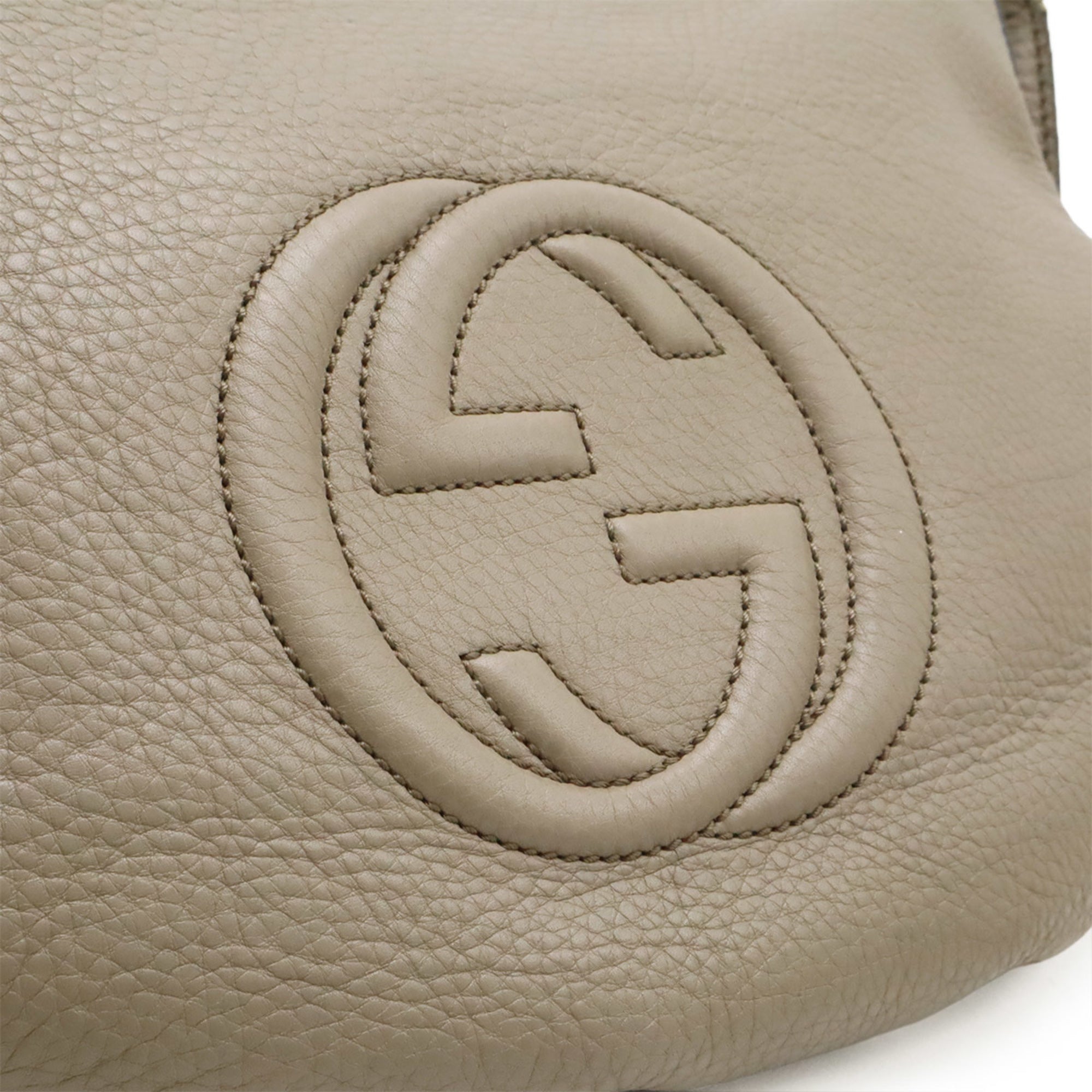 Gucci Soho Grayish Leather Shoulder Bag (Pre-Owned)