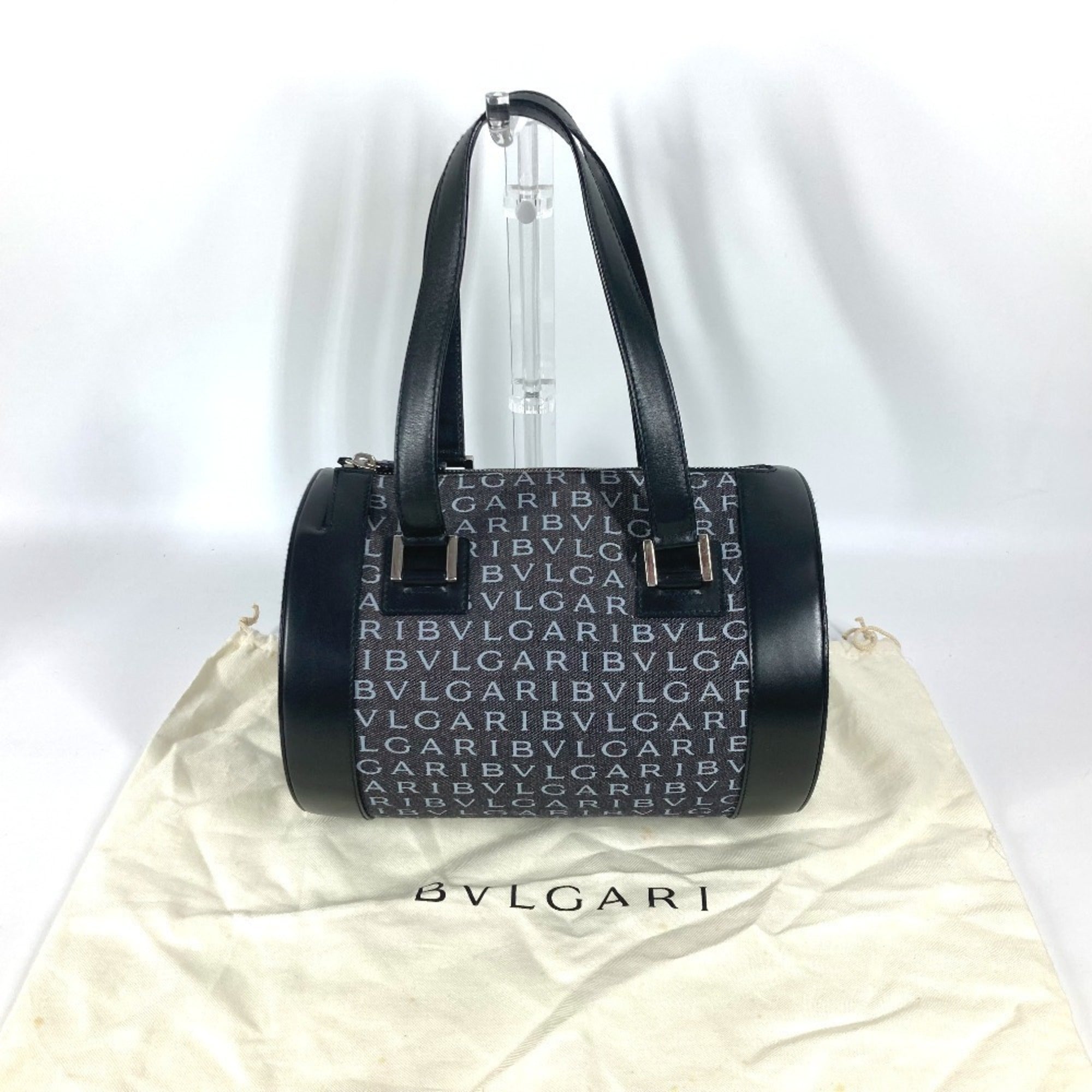 Bvlgari B.Zero1 Black Denim Leather Handbag Shoulder Bag (Pre-Owned)