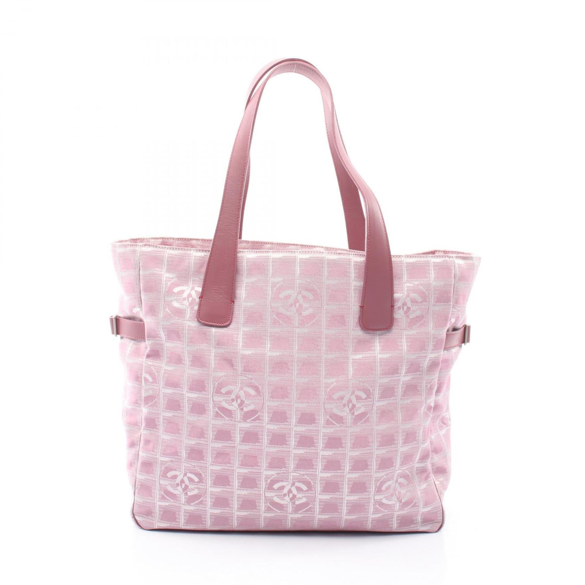 Chanel Pink Leather Nylon Canvas Handbag Tote Bag (Pre-Owned)