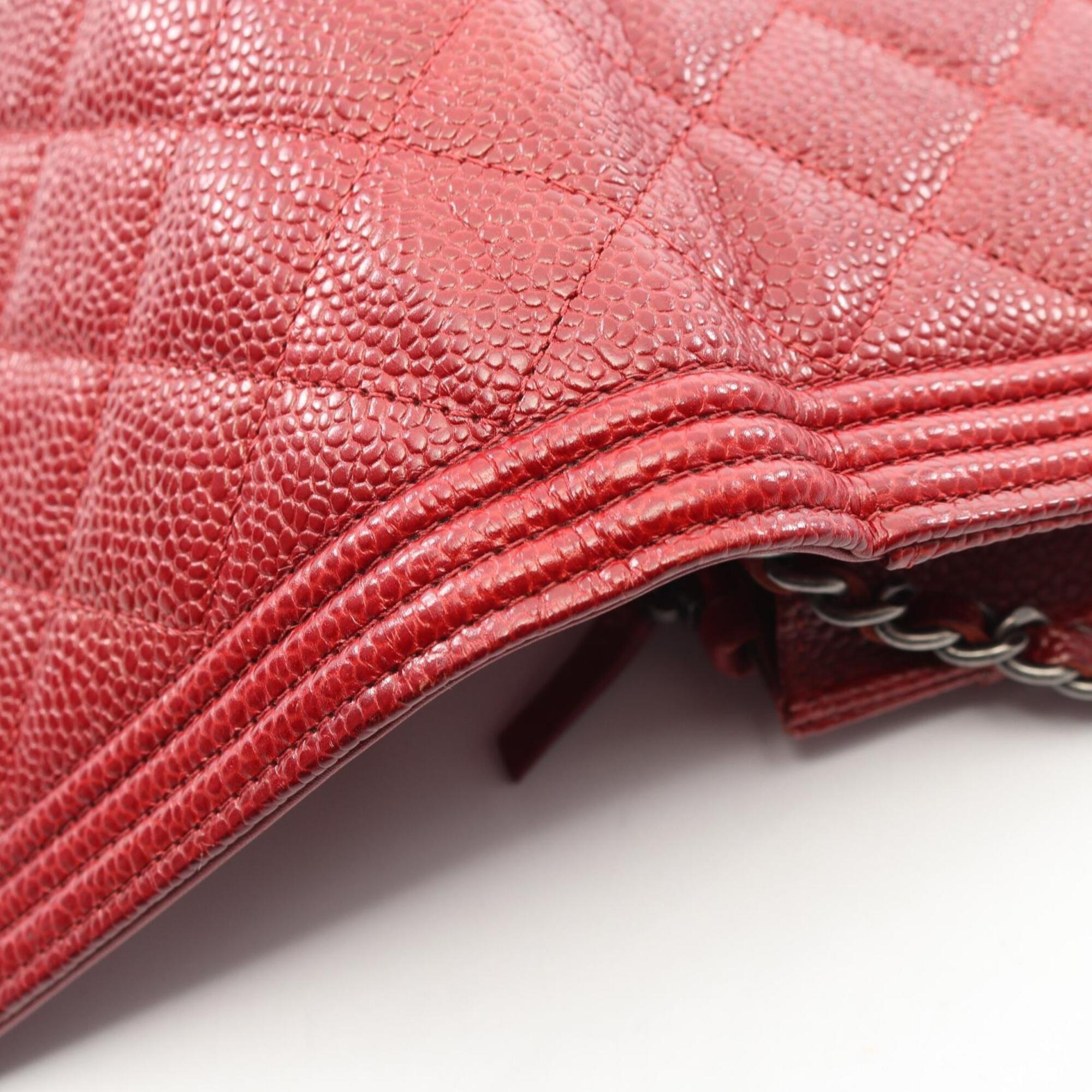 Chanel Red Color Grained Calfskin Handbag Shoulder Bag (Pre-Owned)