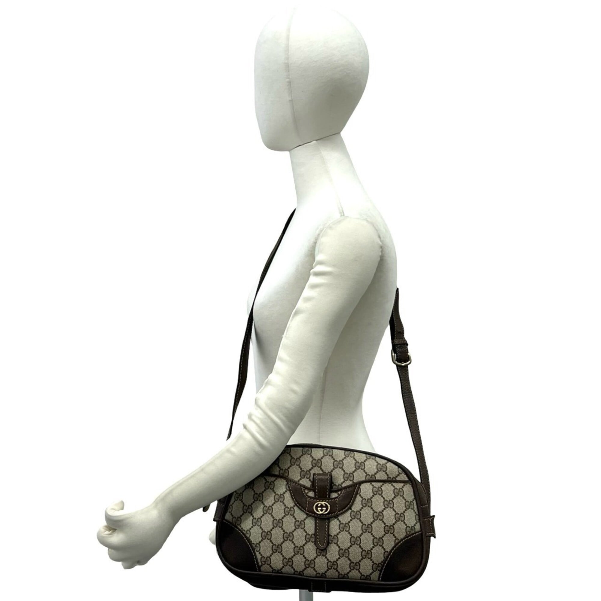 Gucci Brown Leather Pvc Pochette Shoulder Bag (Pre-Owned)