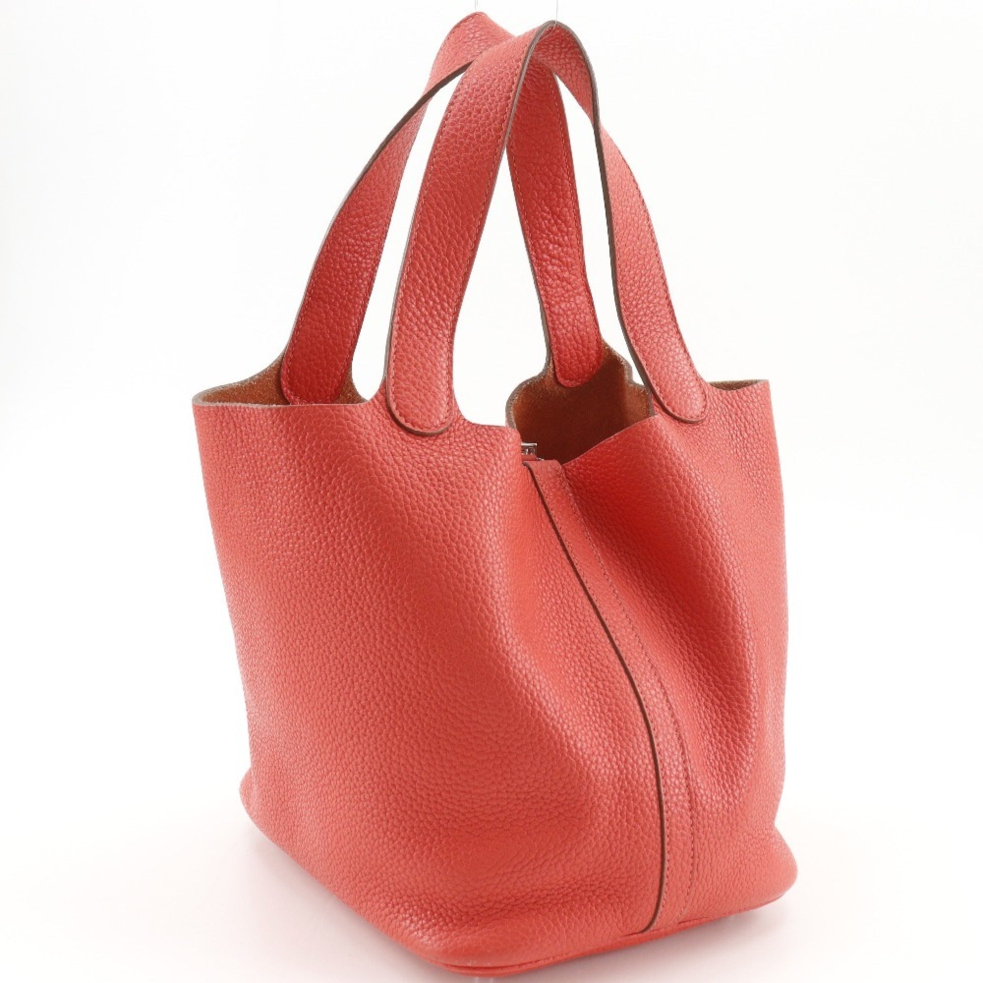 Hermes Picotin Red Color Taurillon Clemence Leather Handbag (Pre-Owned)
