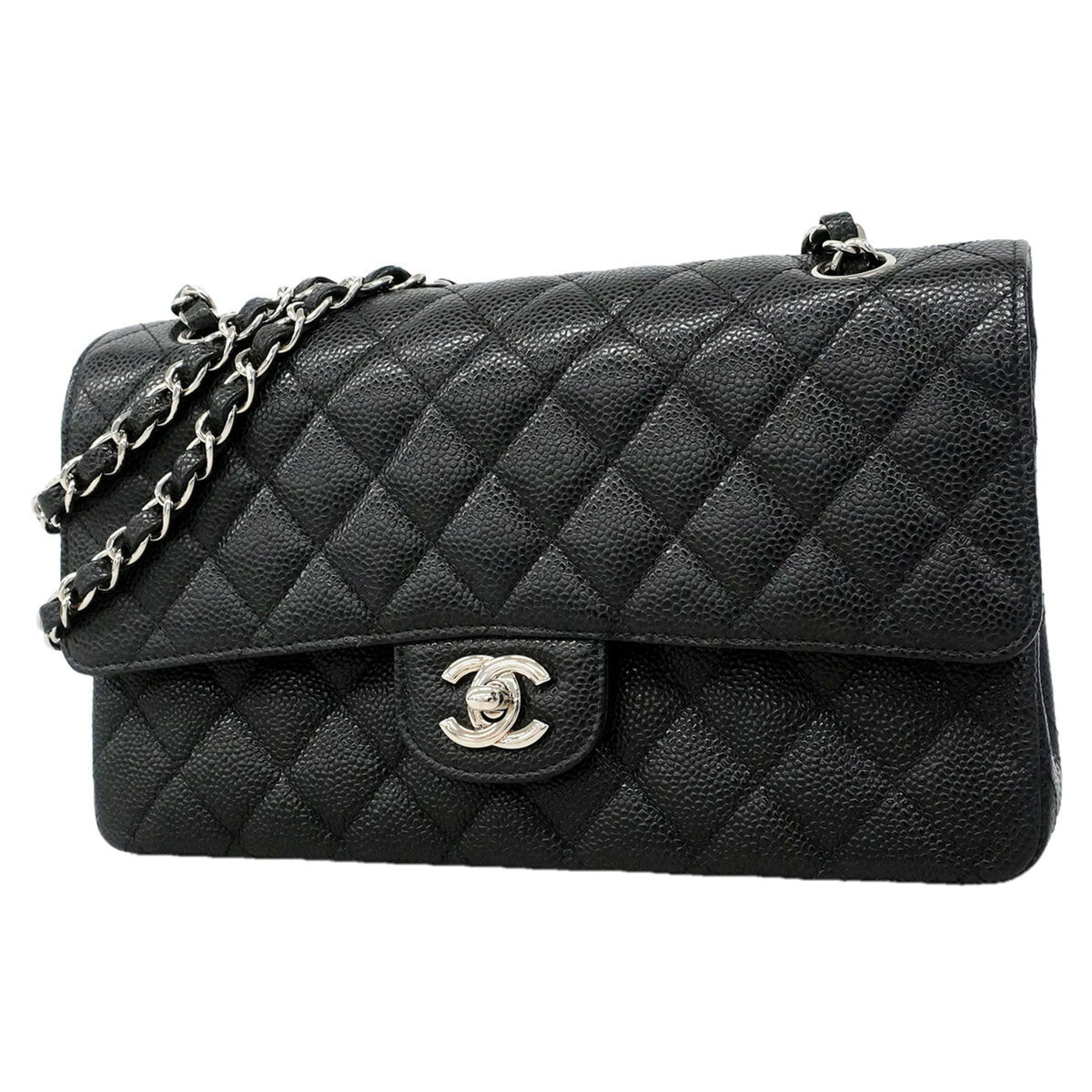 Chanel Black Grained Calfskin Shoulder Bag (Pre-Owned)