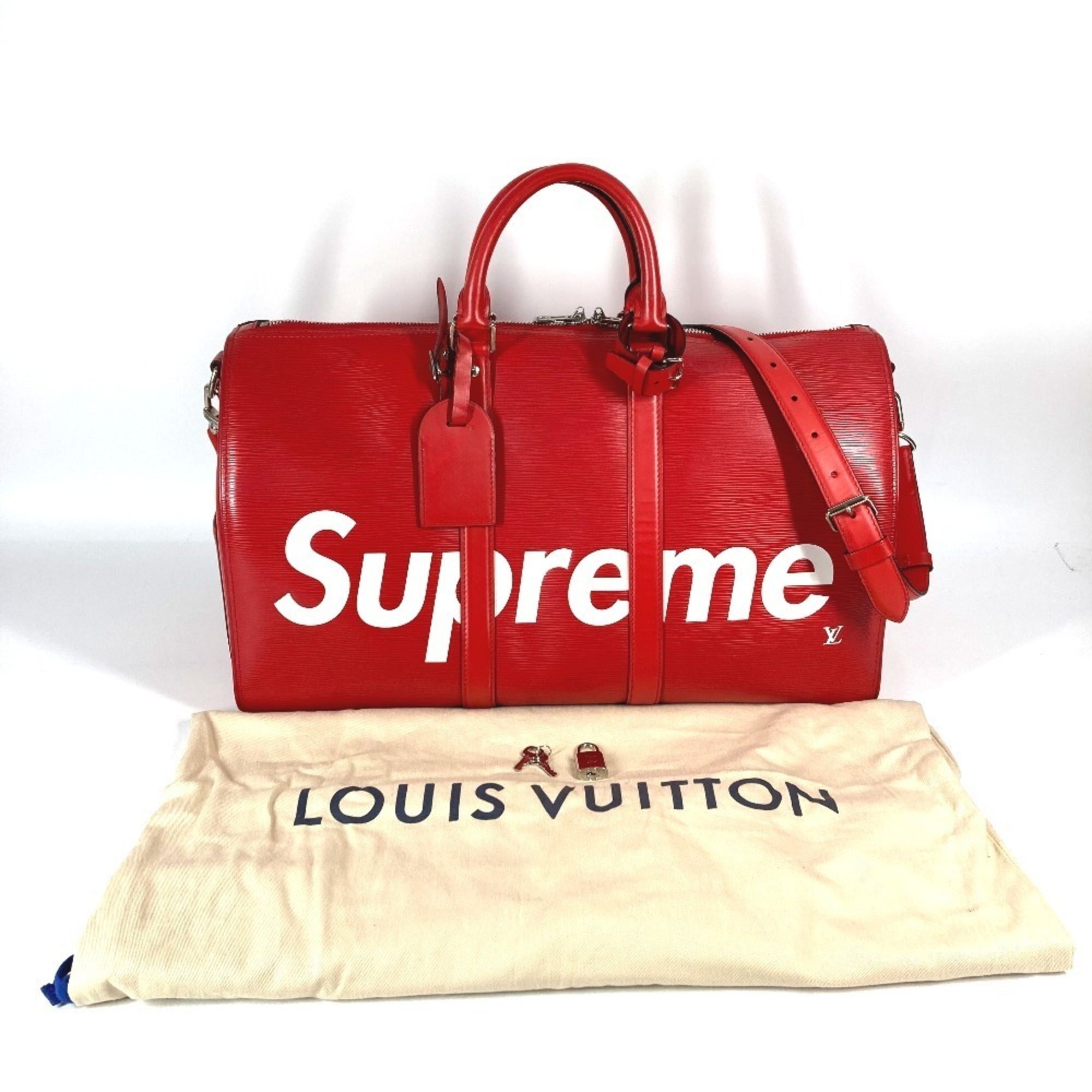 Louis Vuitton Red Color White Epi Leather Boston Bag (Pre-Owned)