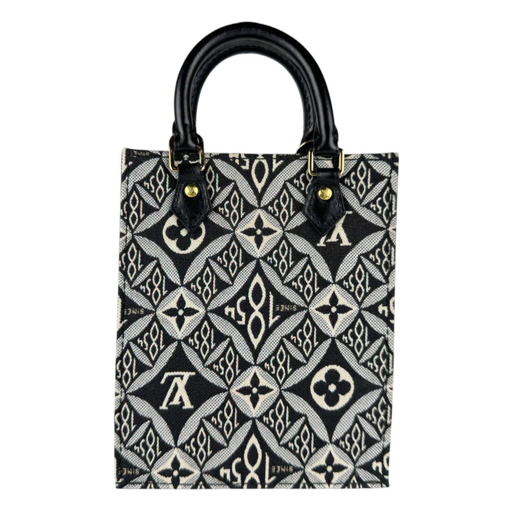 Louis Vuitton Black Canvas Leather Handbag Shoulder Bag (Pre-Owned)